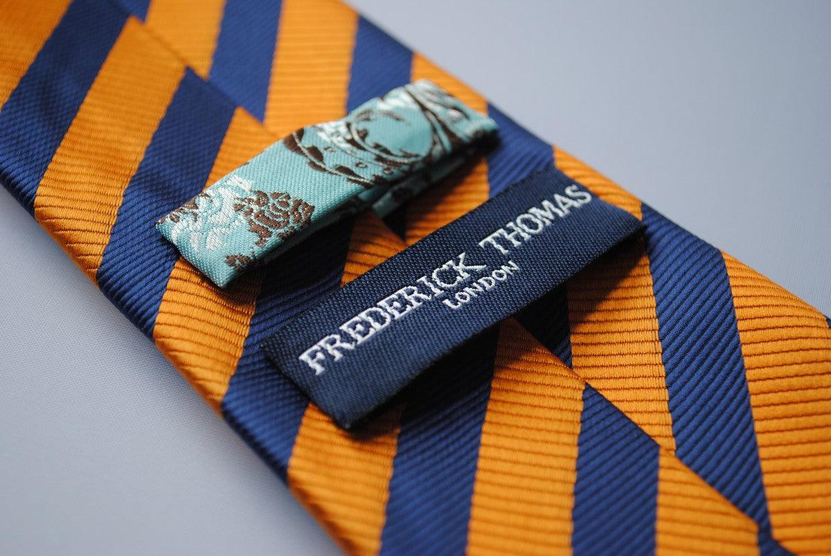 orange & navy blue striped tie - Image 4