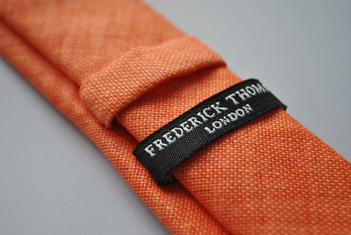 orange slim linen textured tie - Image 2