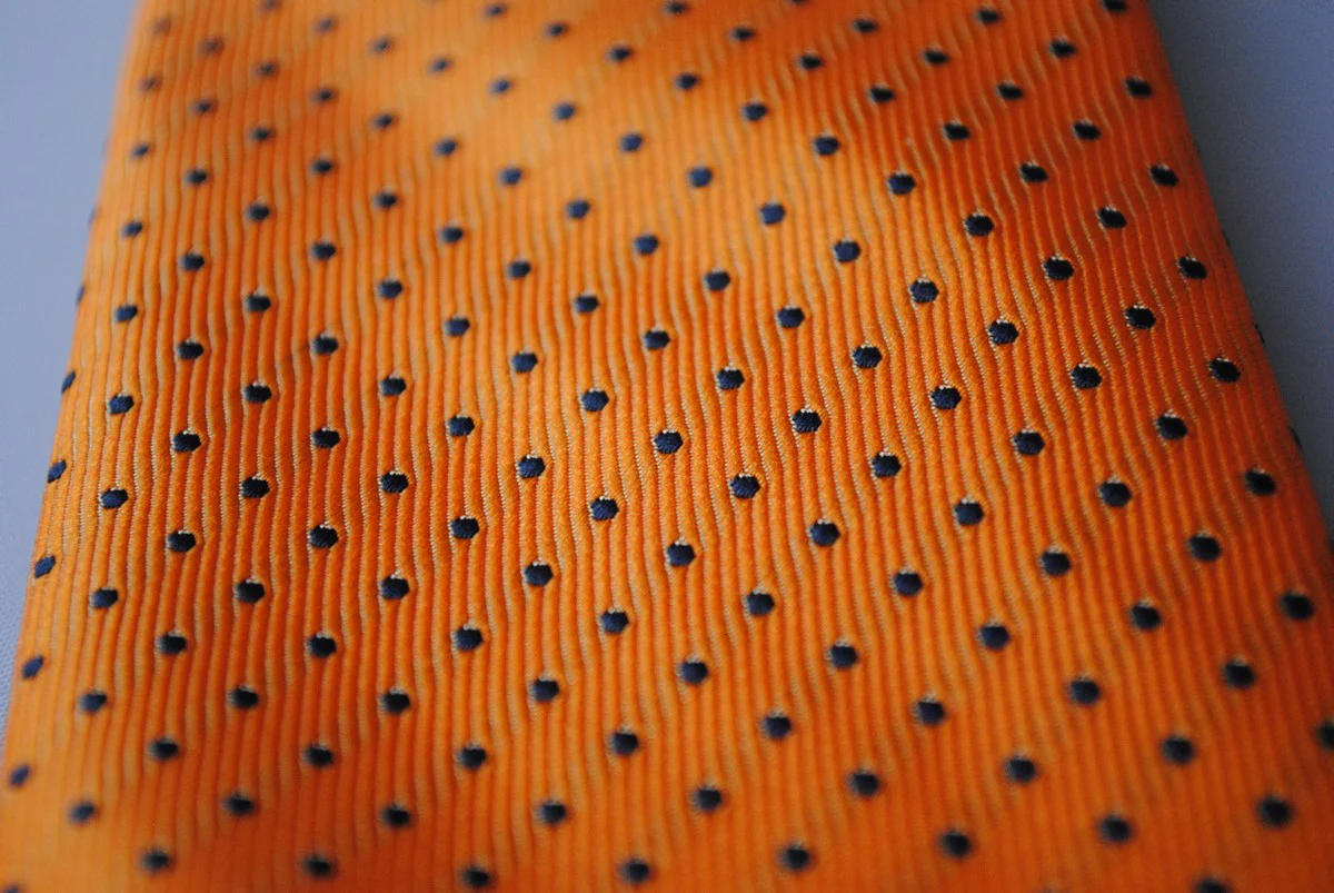 orange tie with black polka dots - Image 4