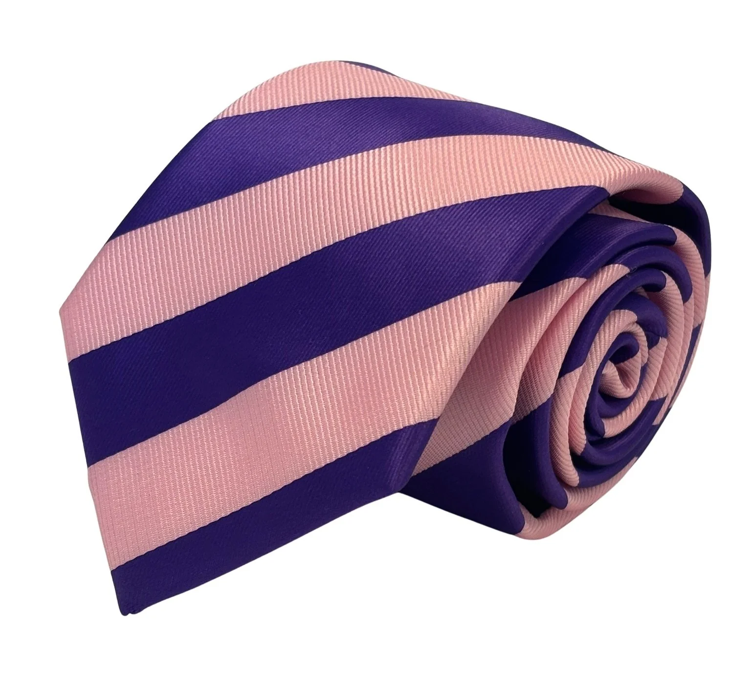pale baby pink and cadbury purple club striped tie - Image 2