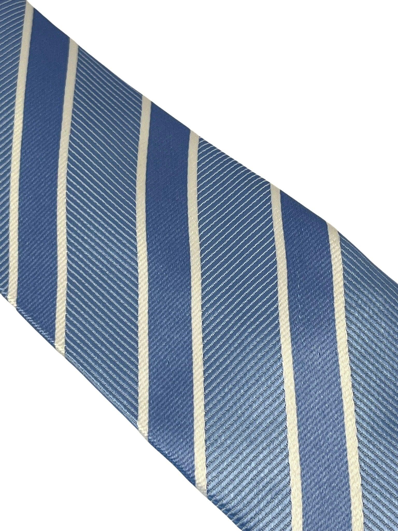 pale blue & white striped silky tie - Image 3