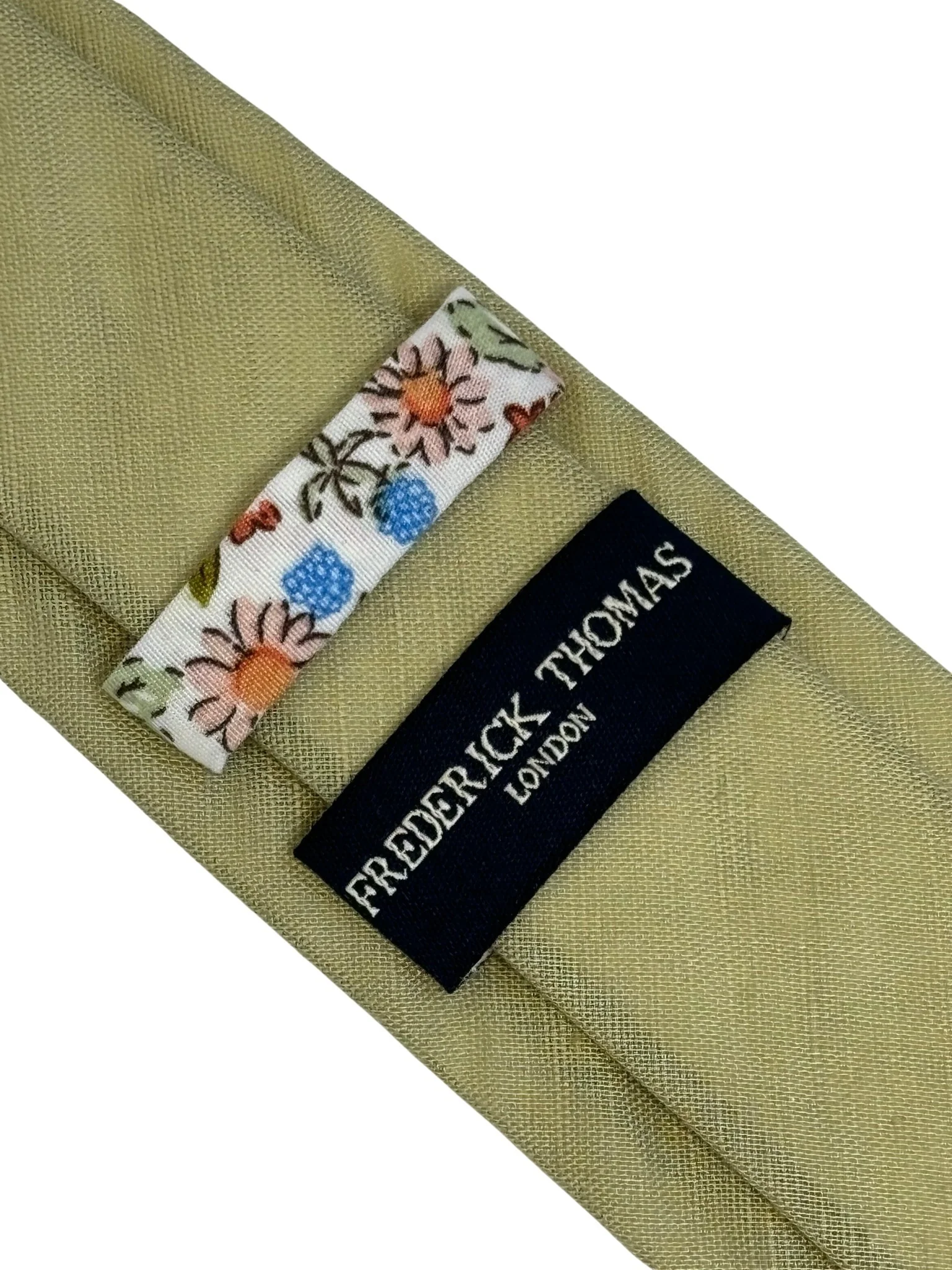 pale khaki light olive green plain linen tie - Image 4