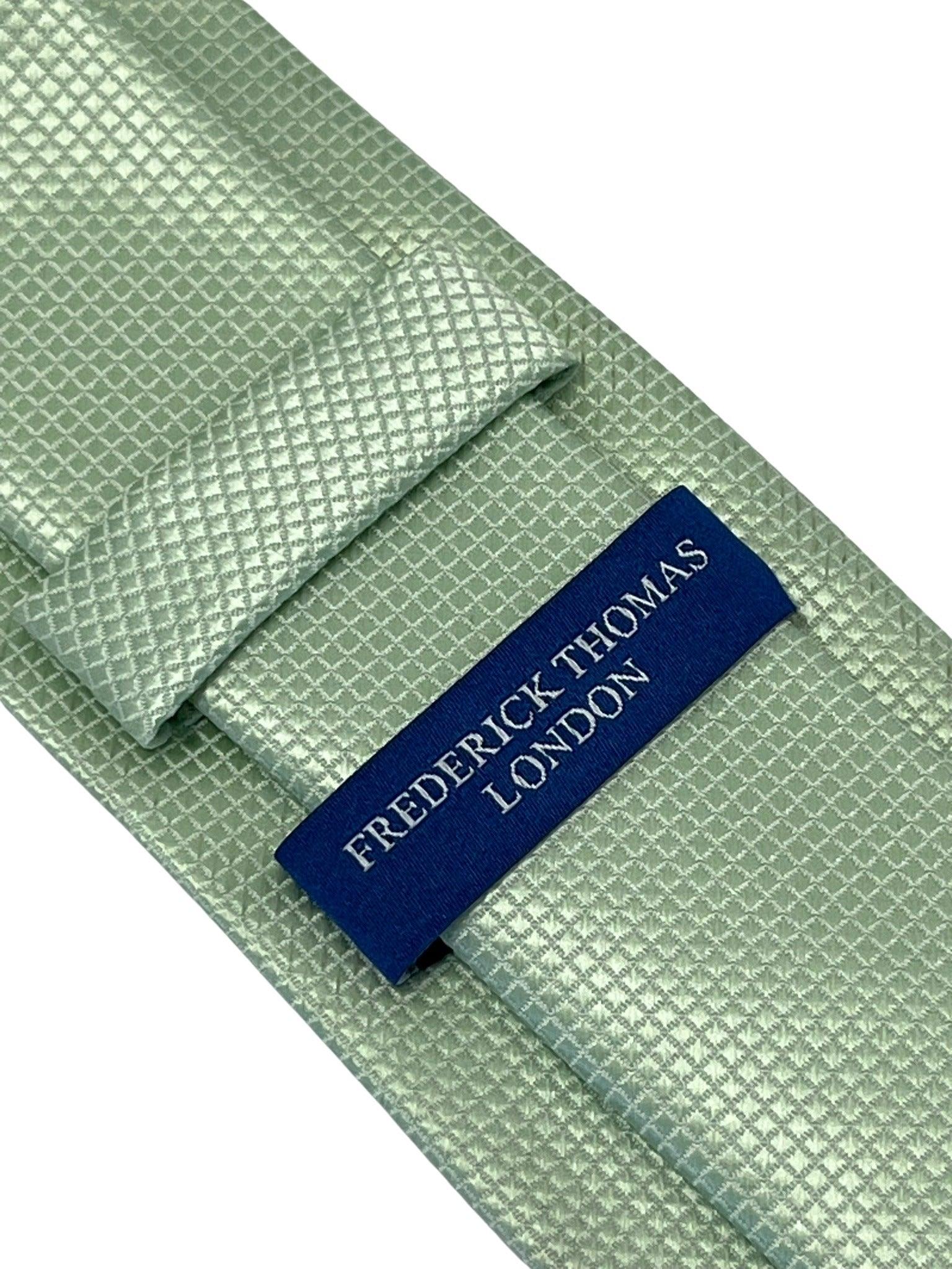 pale mint pistachio sage pastel green tie with subtle squared design - Image 4