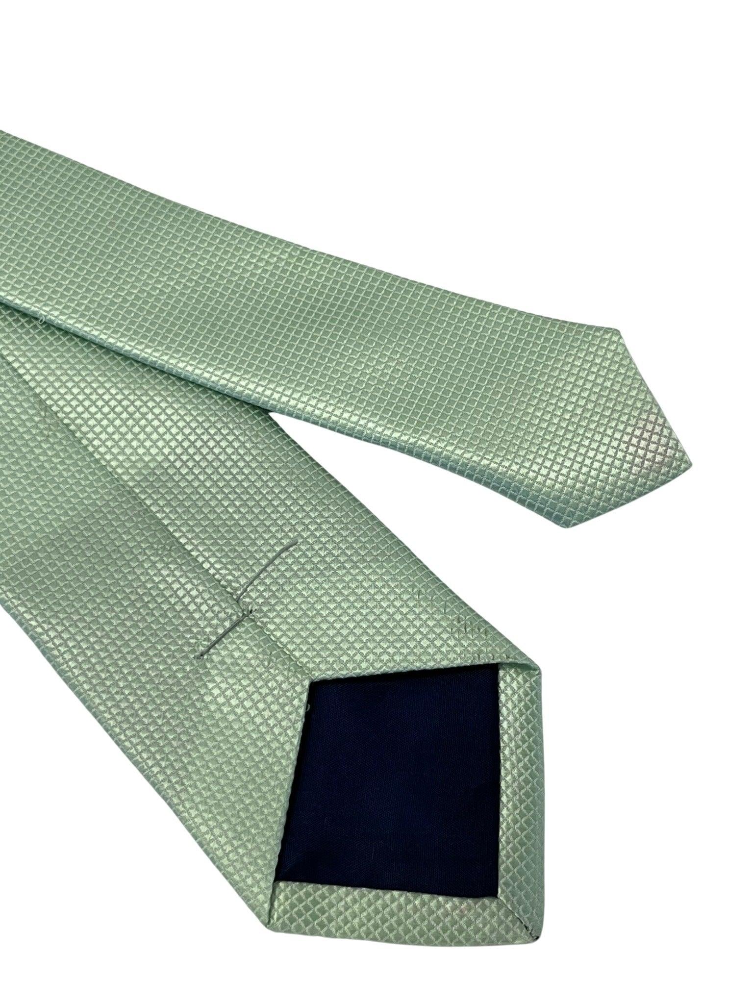 pale mint pistachio sage pastel green tie with subtle squared design - Image 5