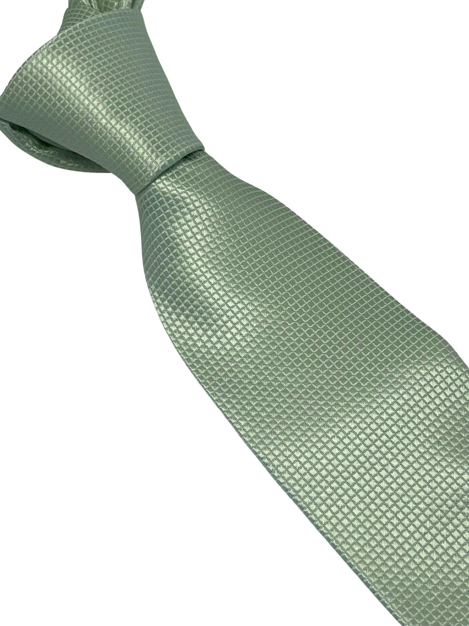 pale mint pistachio sage pastel green tie with subtle squared design - Image 6