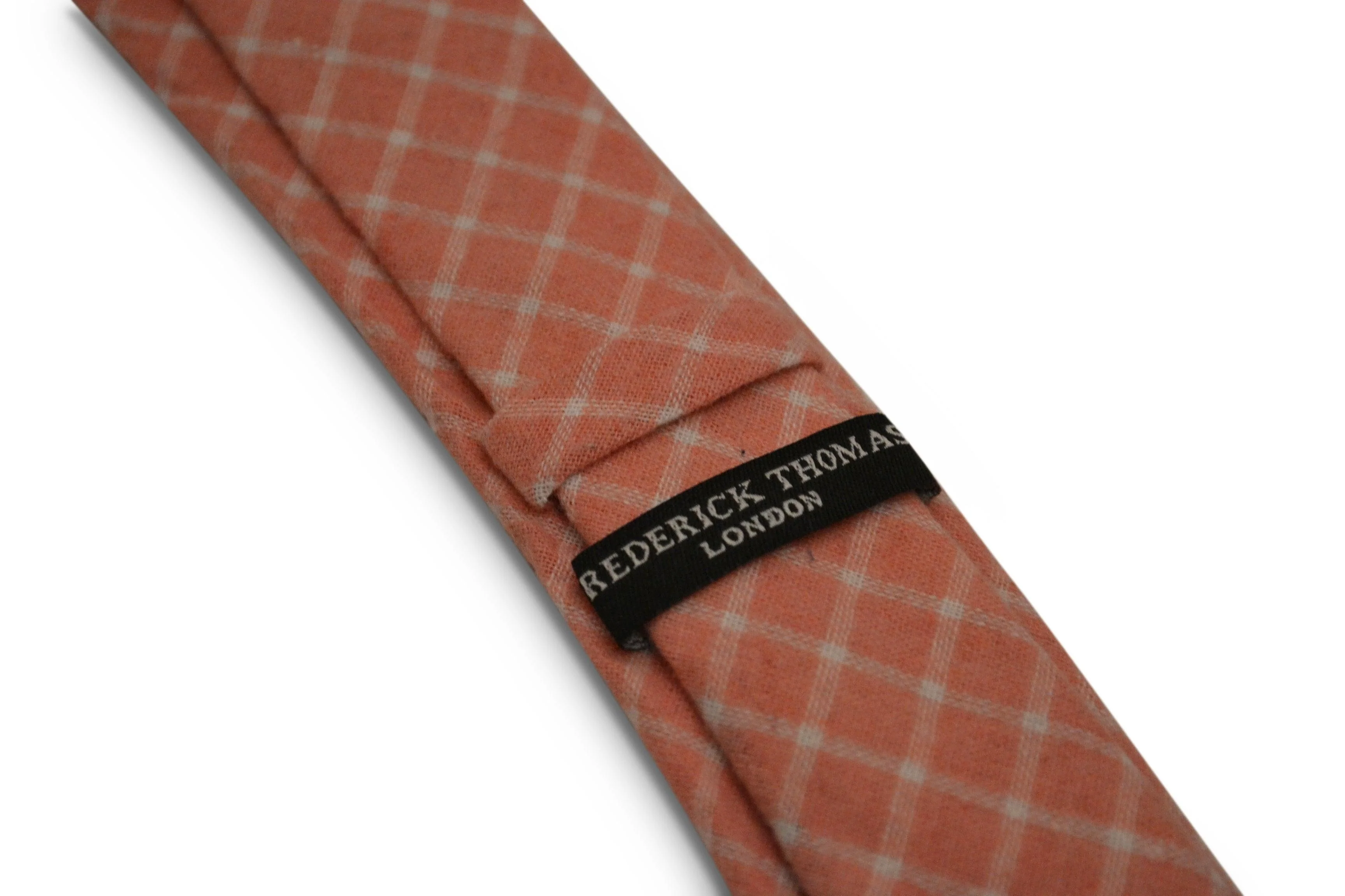 pale peach orange with white check tie - Image 3