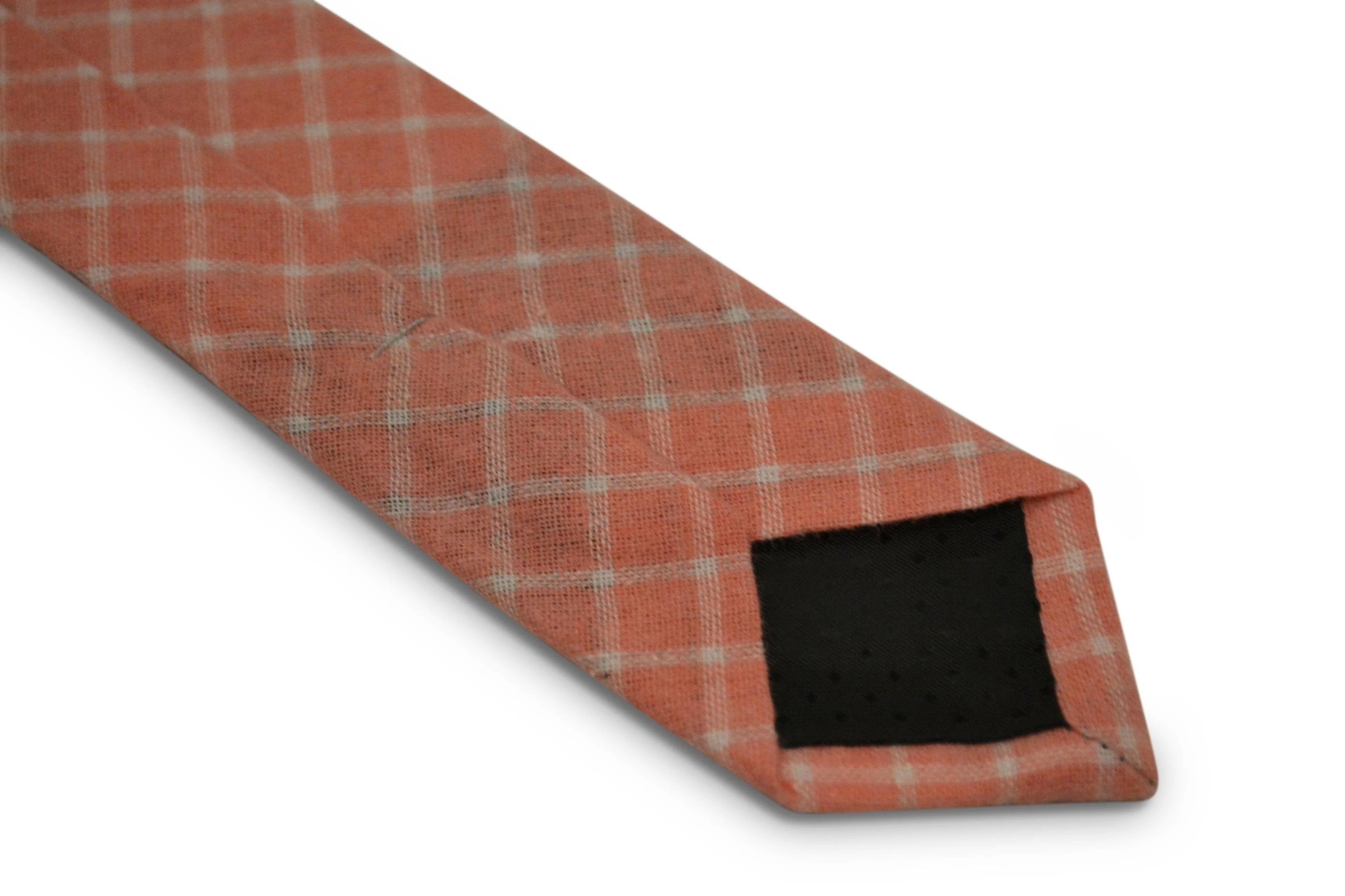 pale peach orange with white check tie - Image 4