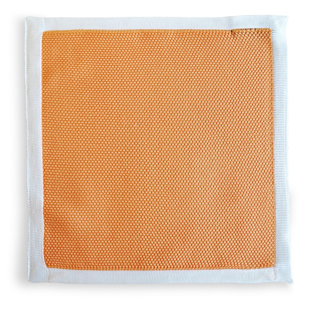 peach knitted pocket square with white edging - Image 2