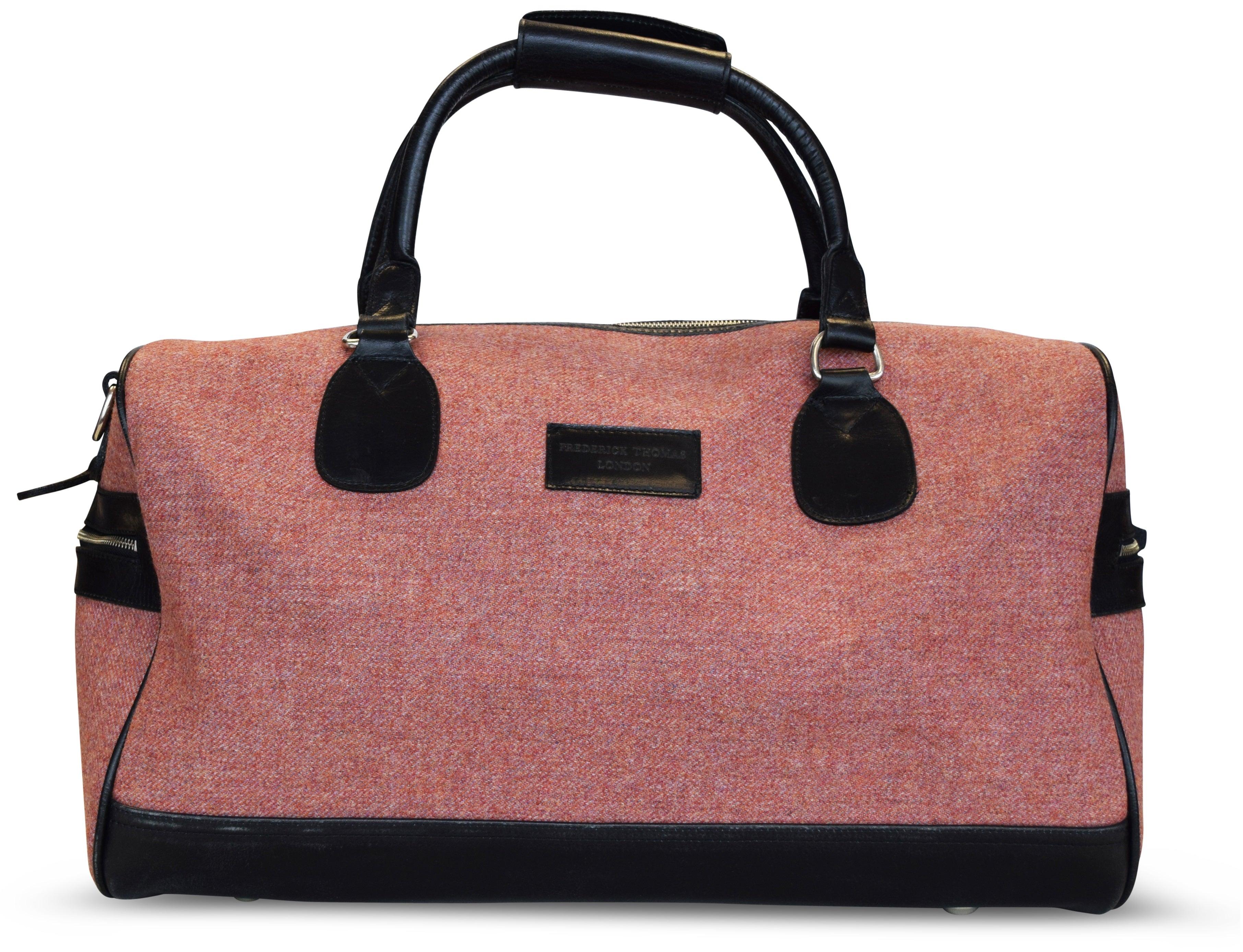 Peach tweed weekend bag and matching wash bag - Image 4