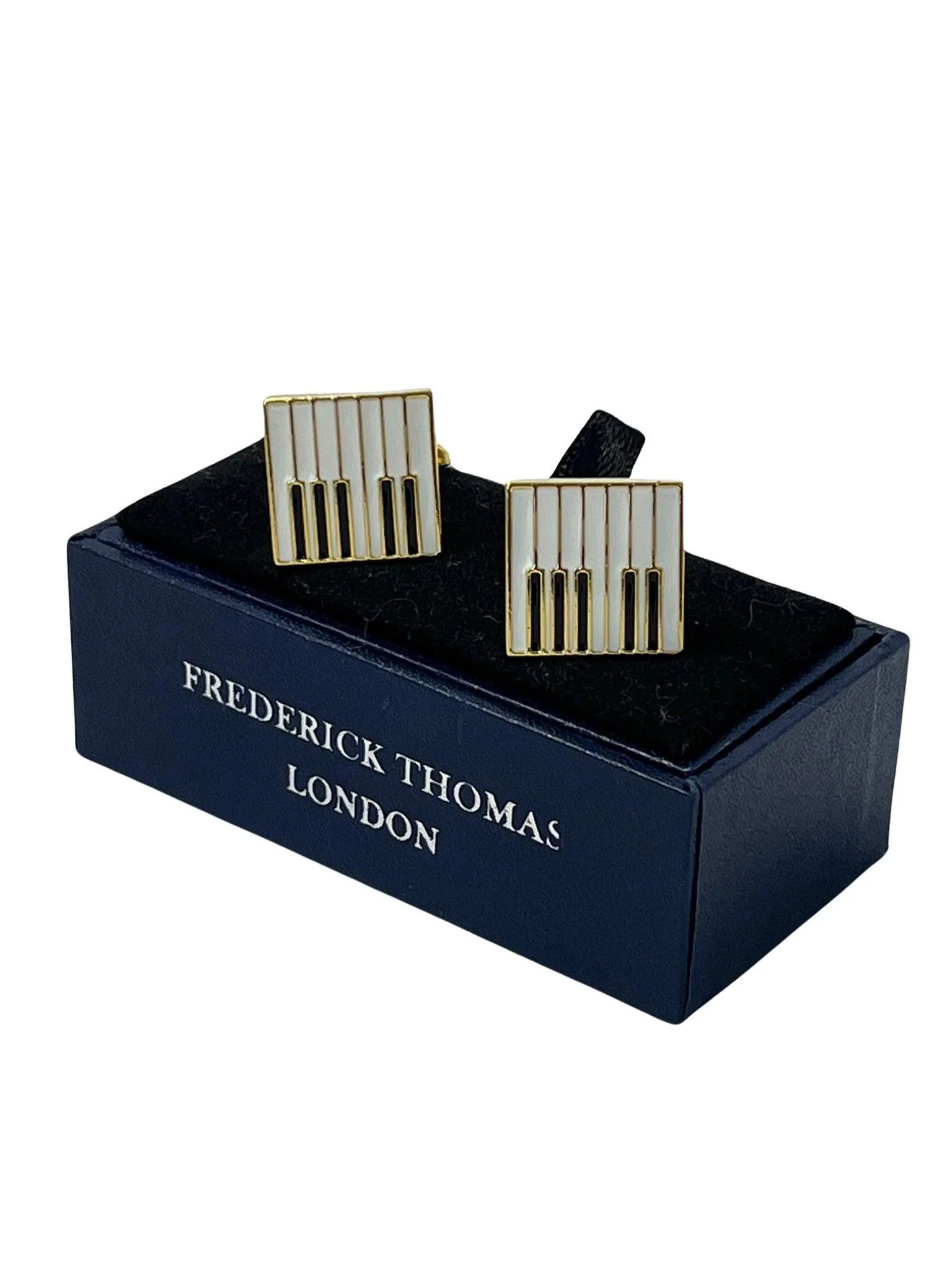 piano keys gold style cufflinks - Image 2