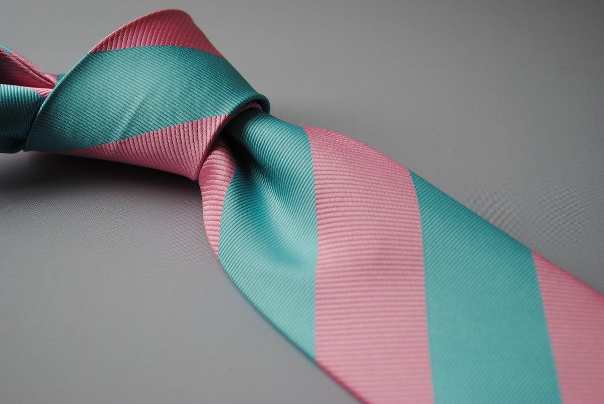 pink and light blue barber stripe tie - Image 4