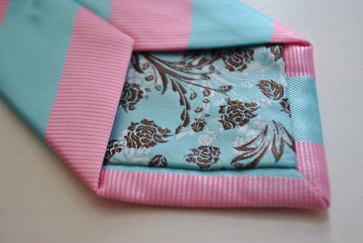 pink and light blue barber striped tie - Image 2