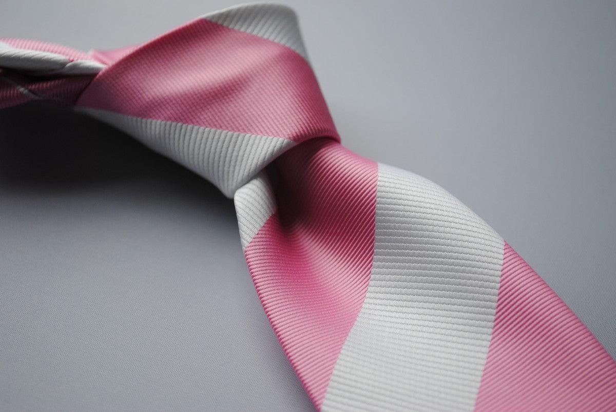 pink and white barber striped tie - Image 3