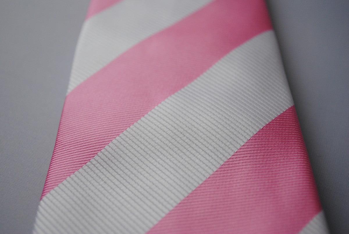 pink and white barber striped tie - Image 4