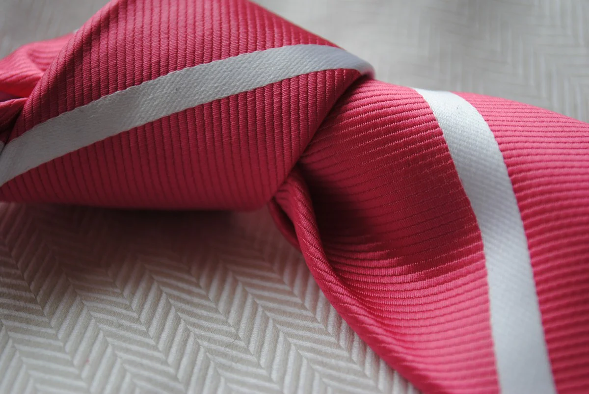 pink and white club stripe tie - Image 5