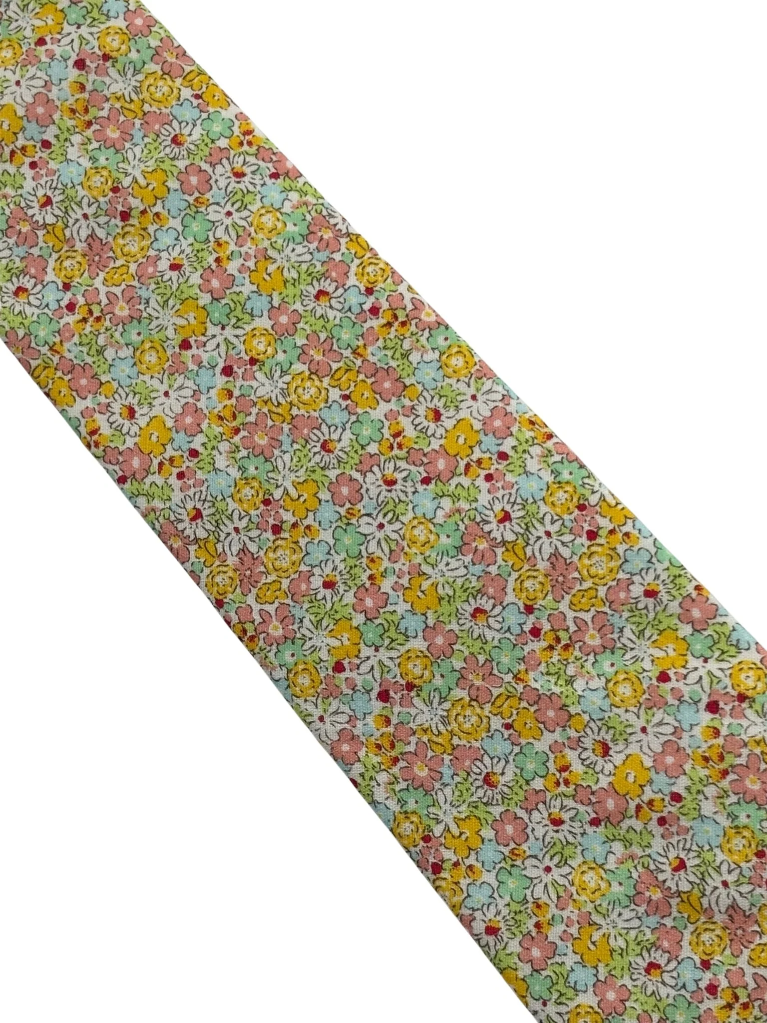 pink and yellow wildflower english meadow floral garden cotton tie in a Liberty style design - Image 3