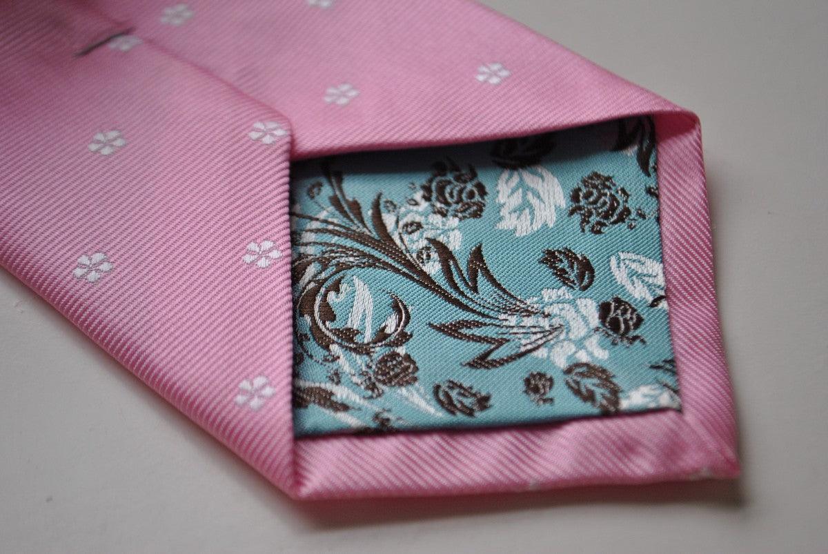pink tie with delicate floral pattern - Image 4
