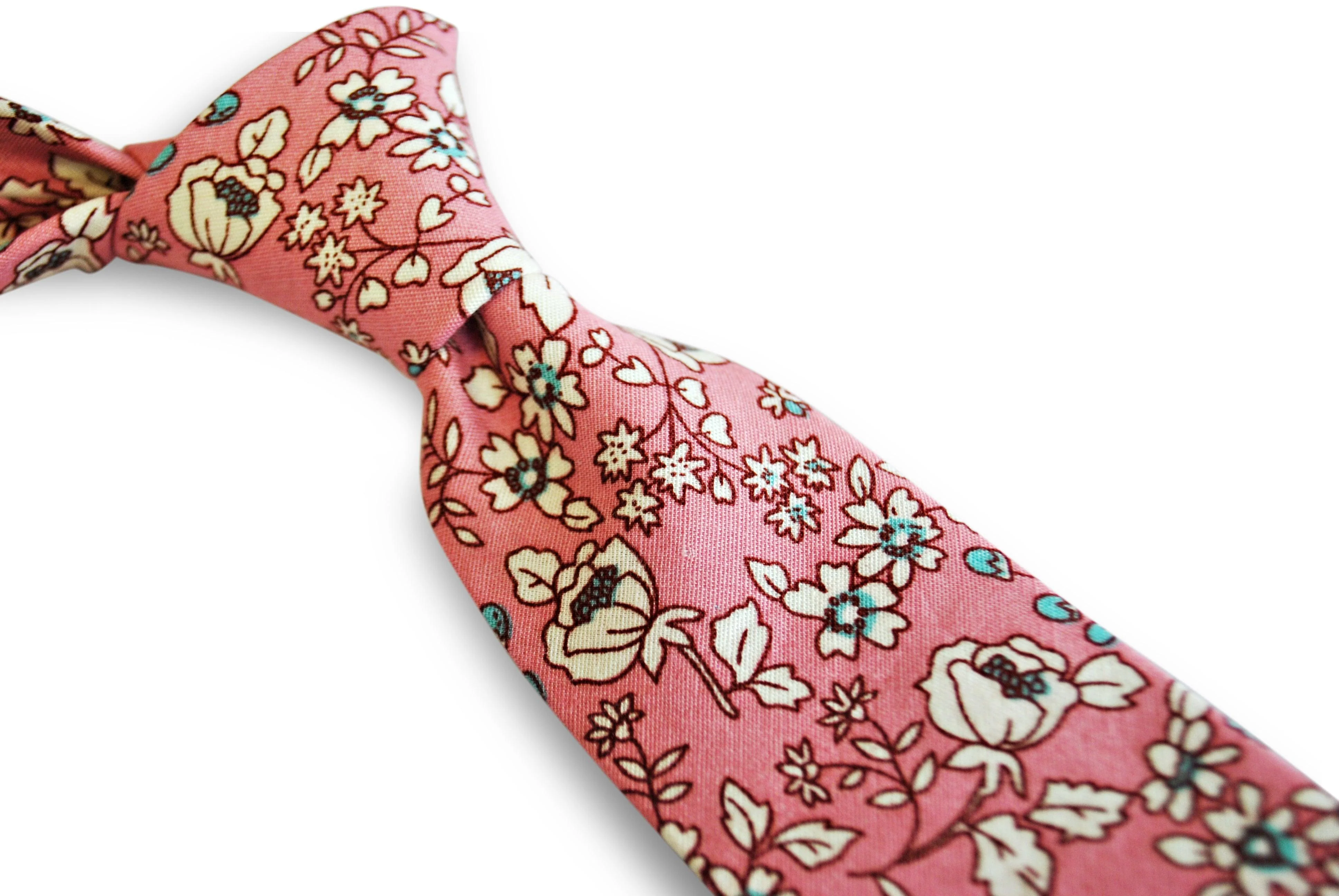 pink with floral print cotton tie - Image 3