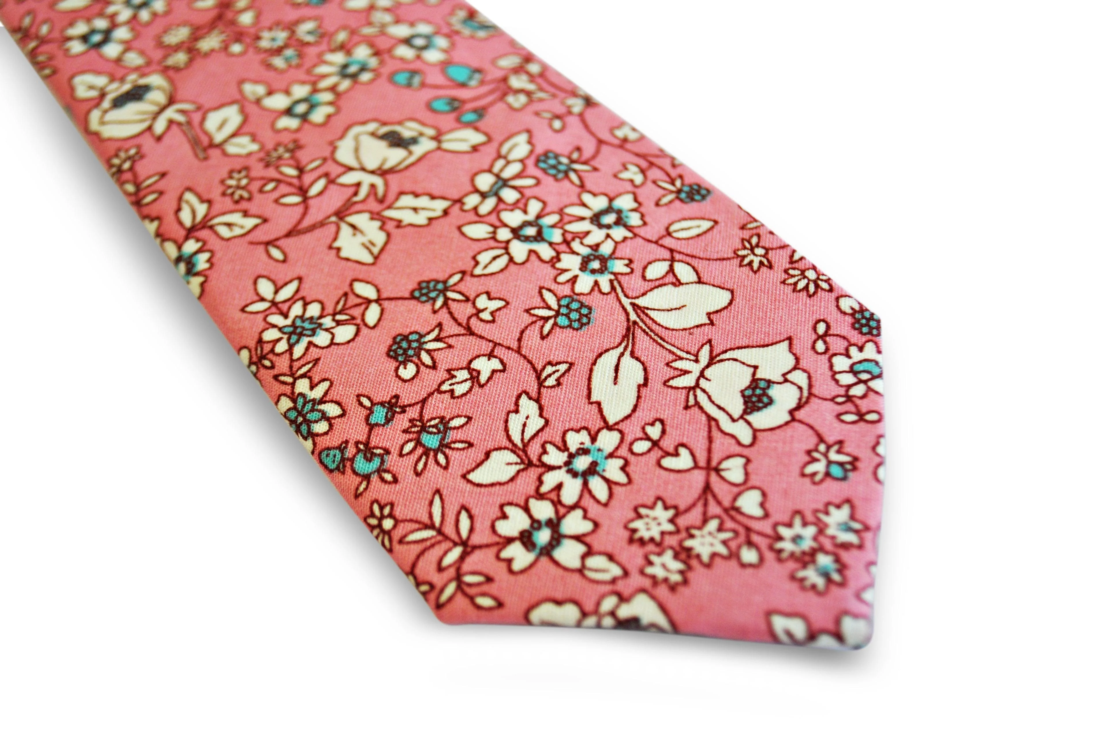 pink with floral print cotton tie - Image 4