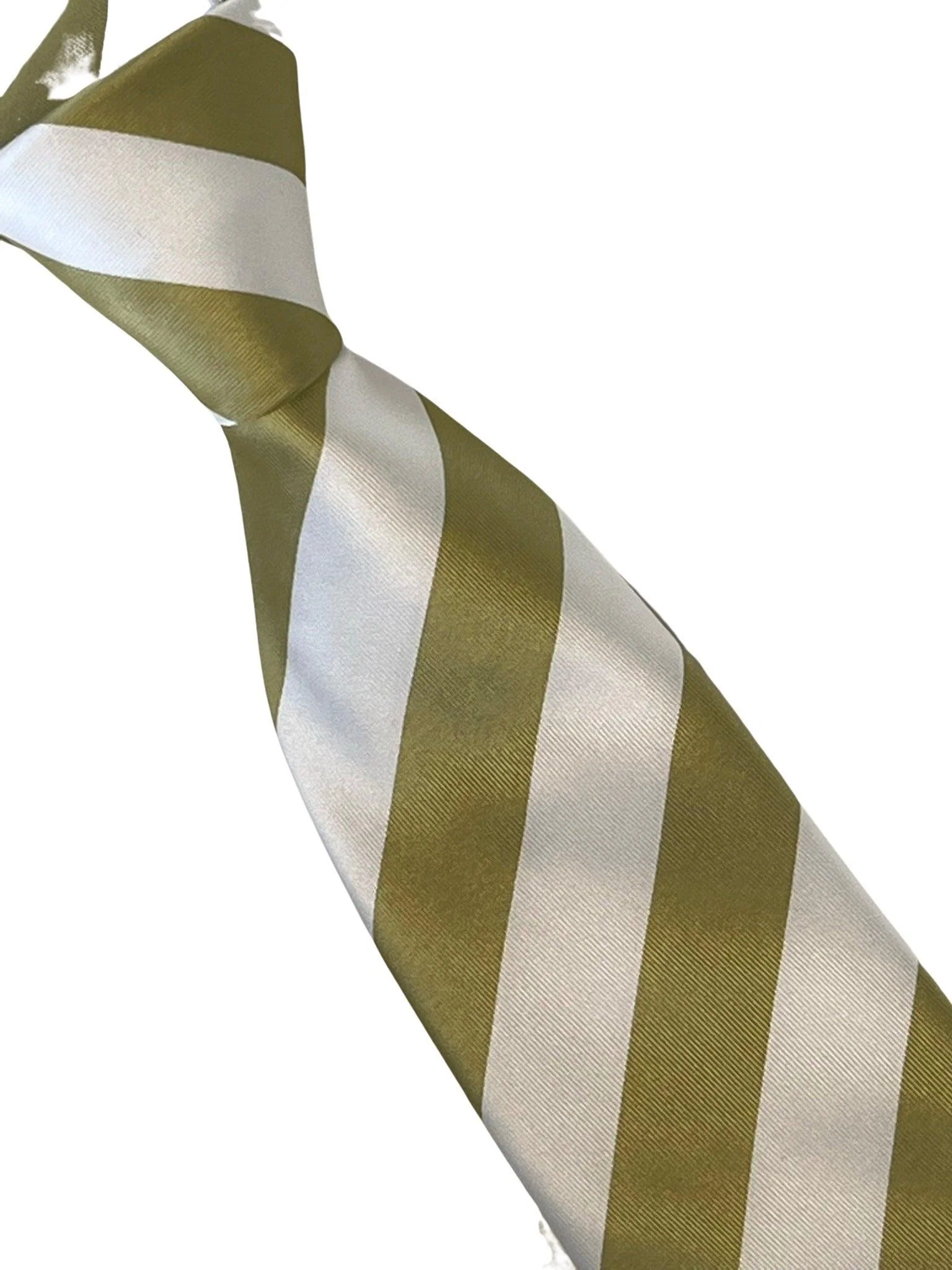 pistachio light khaki green and white barber striped mens tie - Image 5