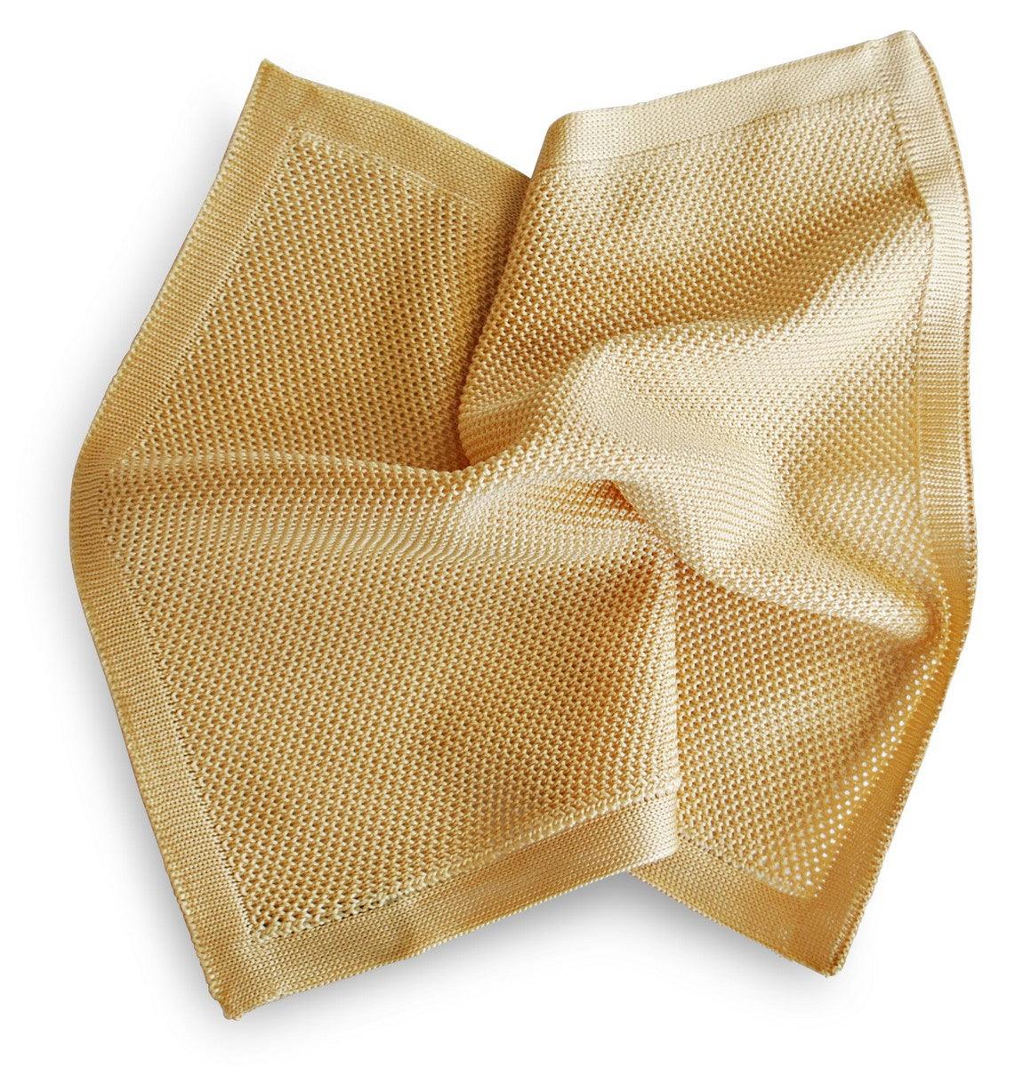 plain beige knitted pocket square - Image 2
