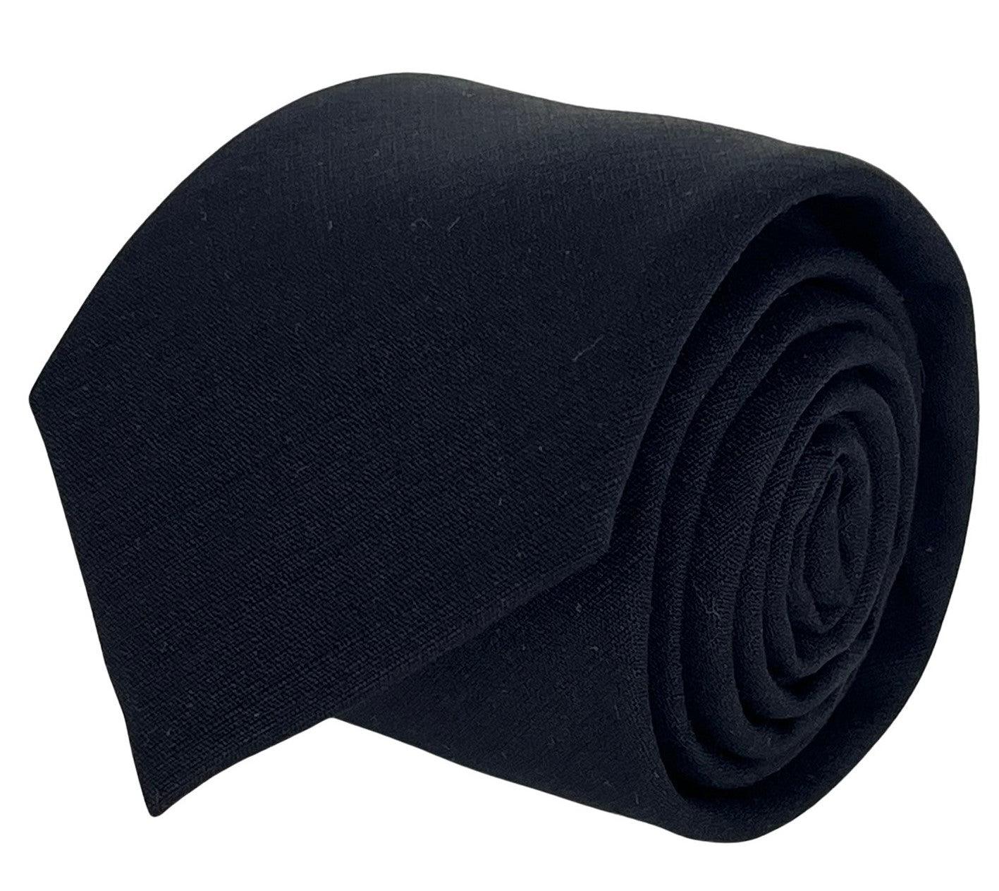 Matching plain black bamboo tie and pocket square - Image 3