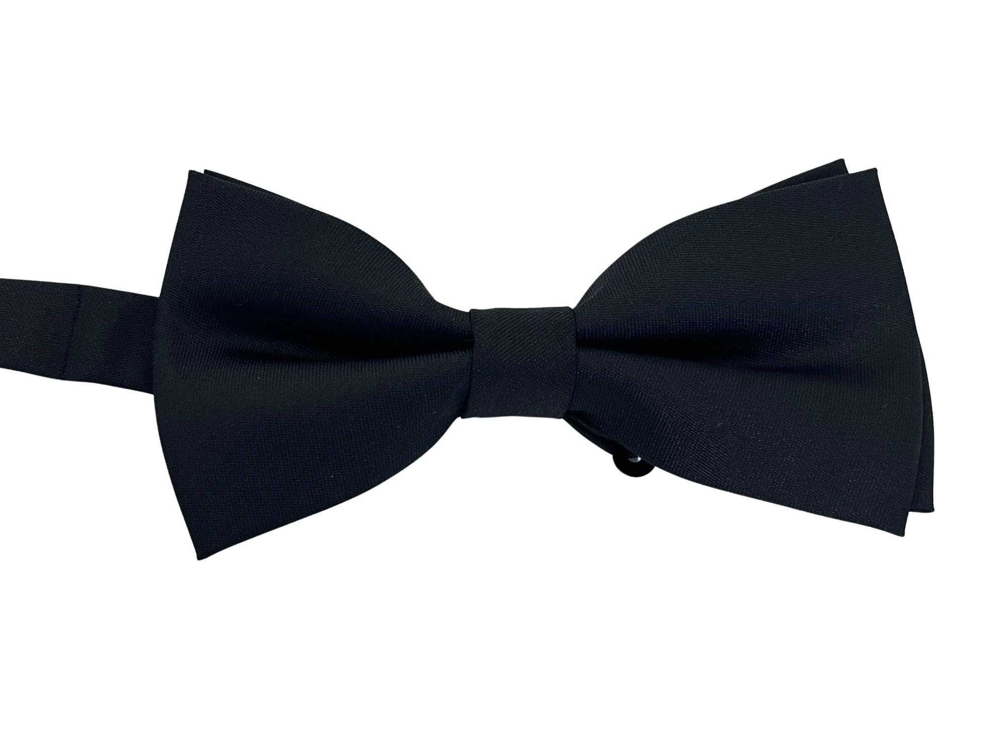 Plain black silk adult bow tie - Image 2
