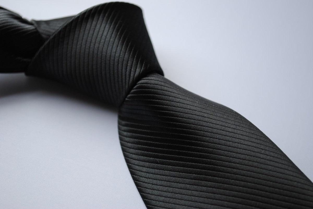 plain black striped tie - Image 3