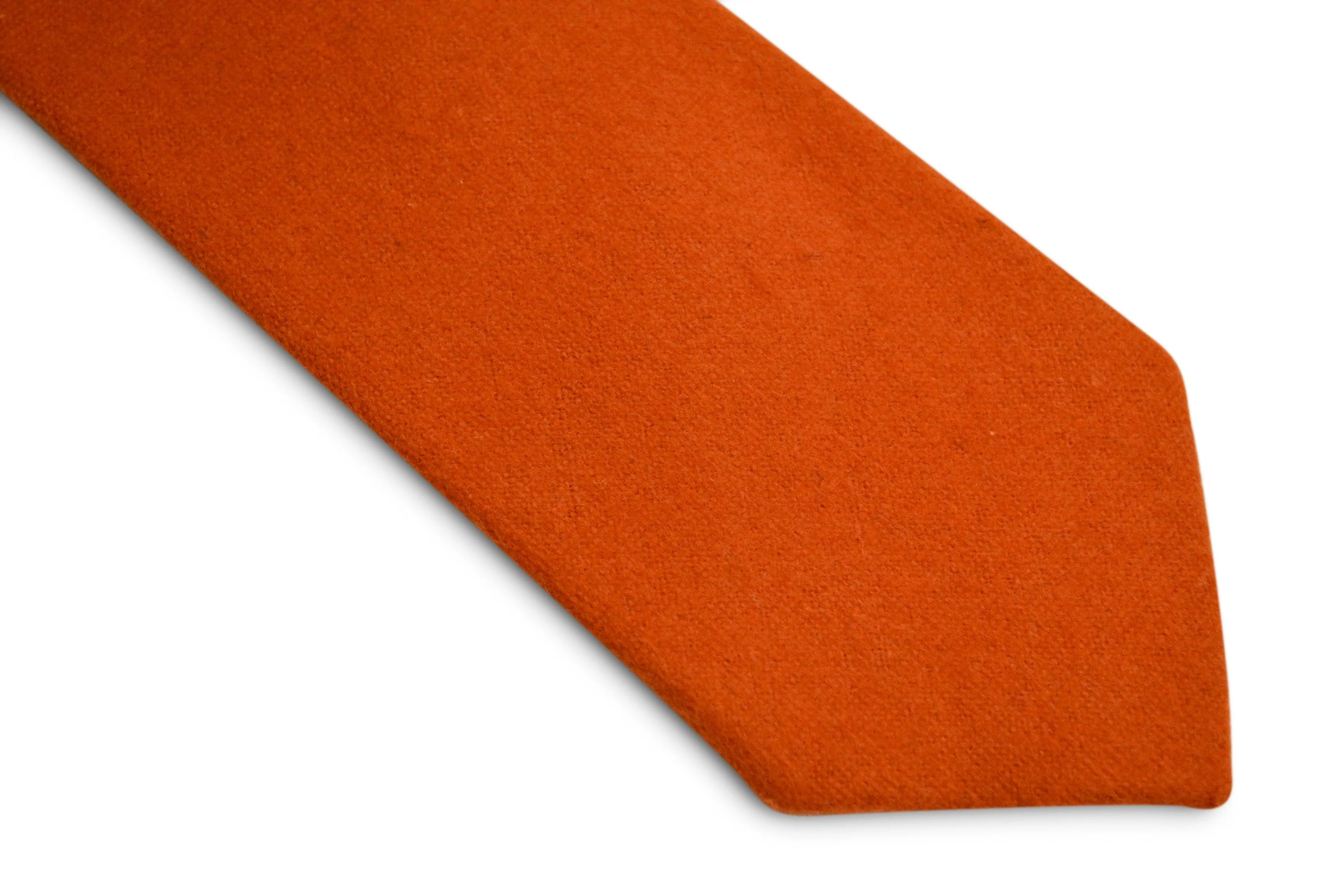 plain burnt orange slim wool tie - Image 3