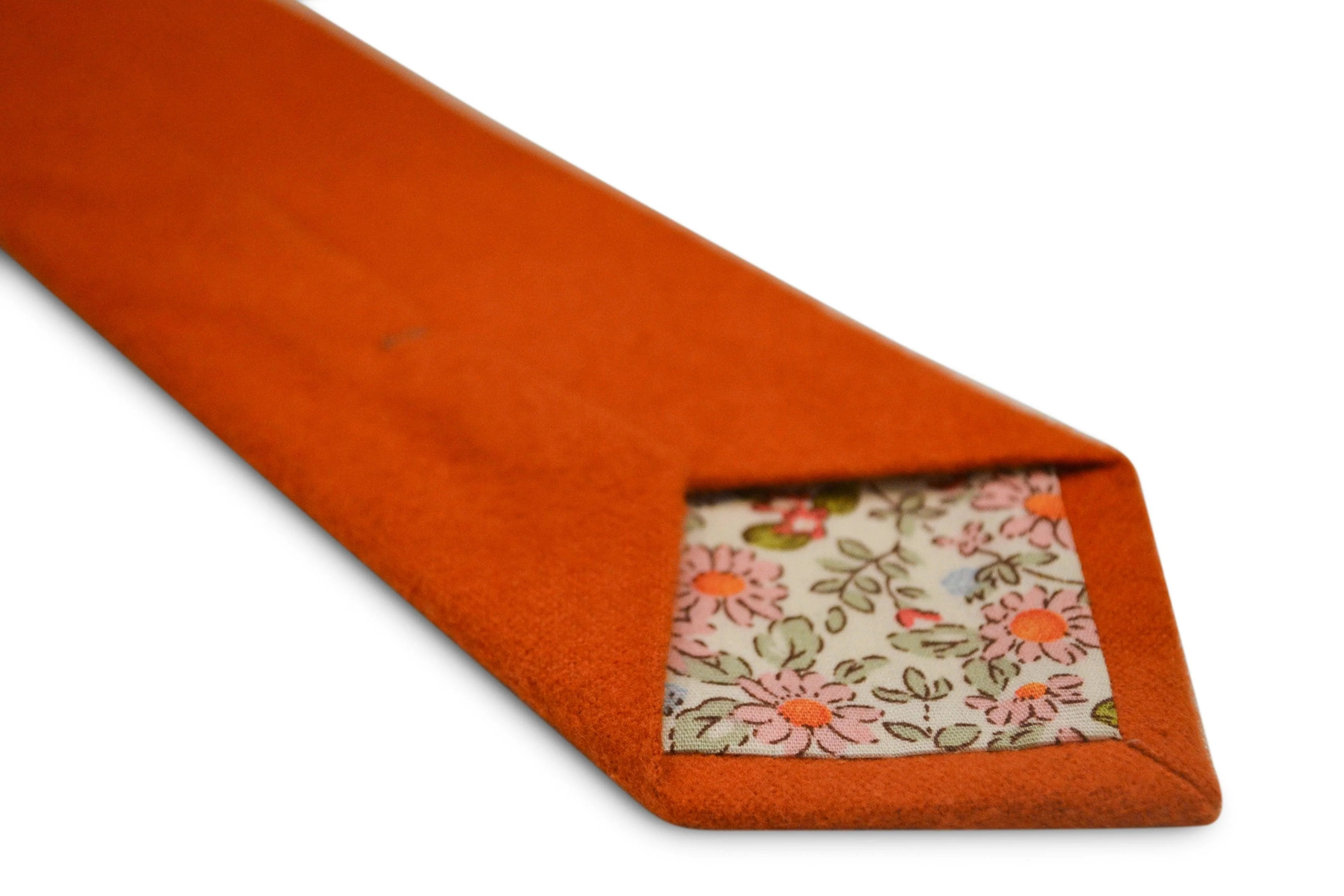 plain burnt orange slim wool tie - Image 4