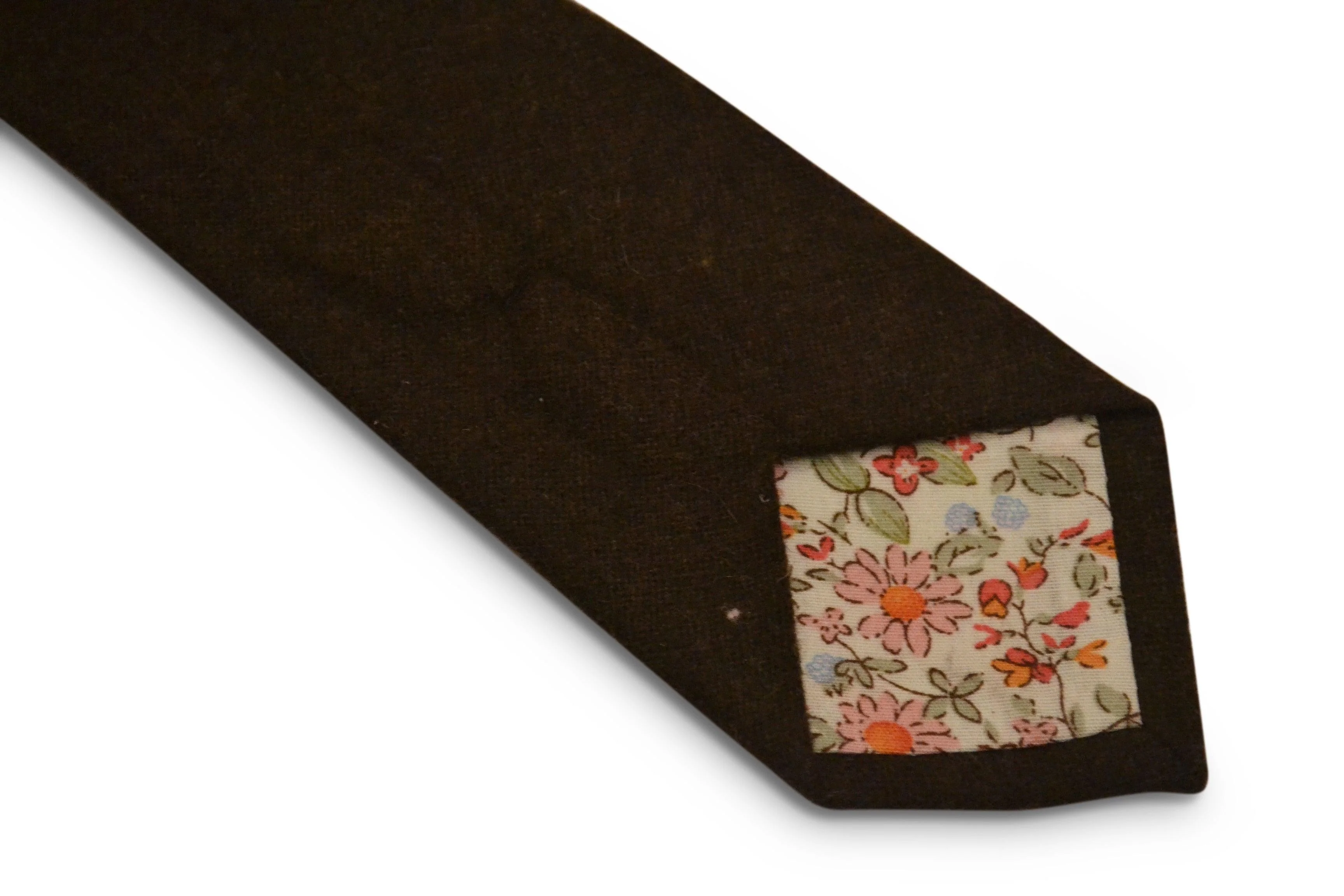 plain dark chocolate brown slim wool tie - Image 3