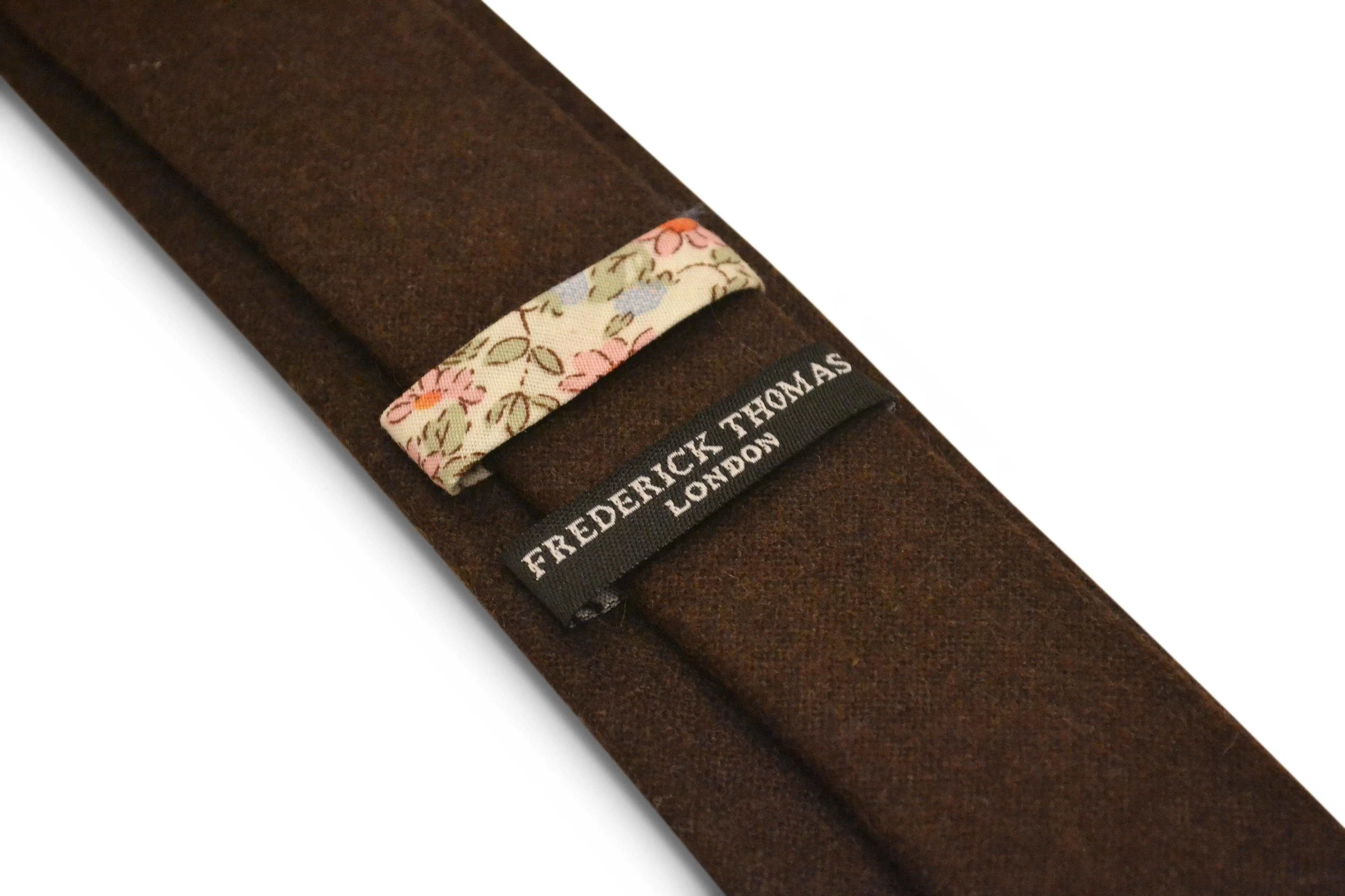 plain dark chocolate brown slim wool tie - Image 4