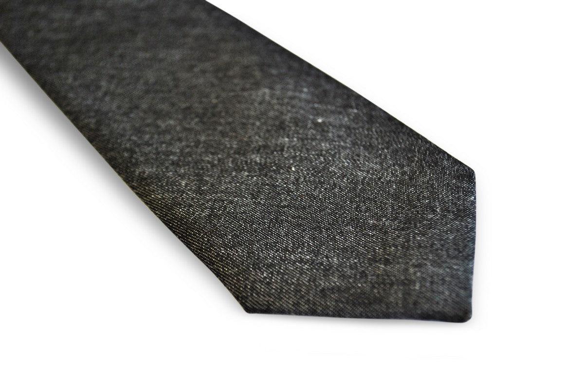 plain dark grey cotton/linen tie - Image 3