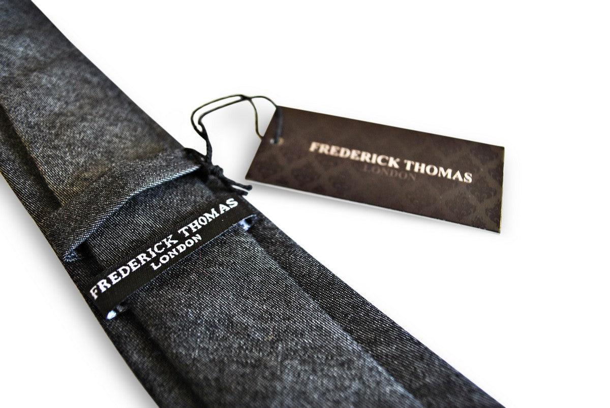 plain dark grey cotton/linen tie - Image 4