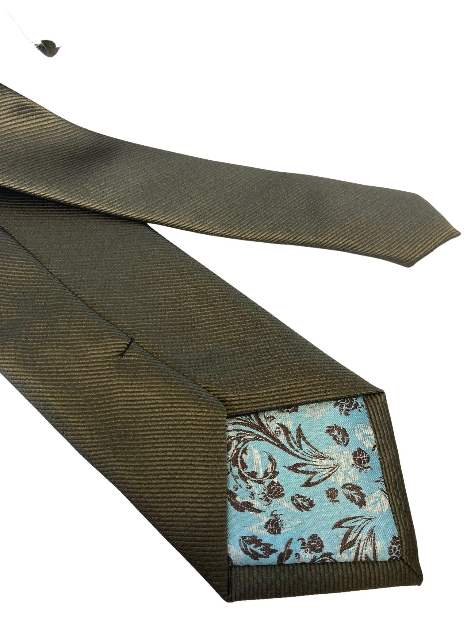 plain dark khaki green mens tie - Image 2
