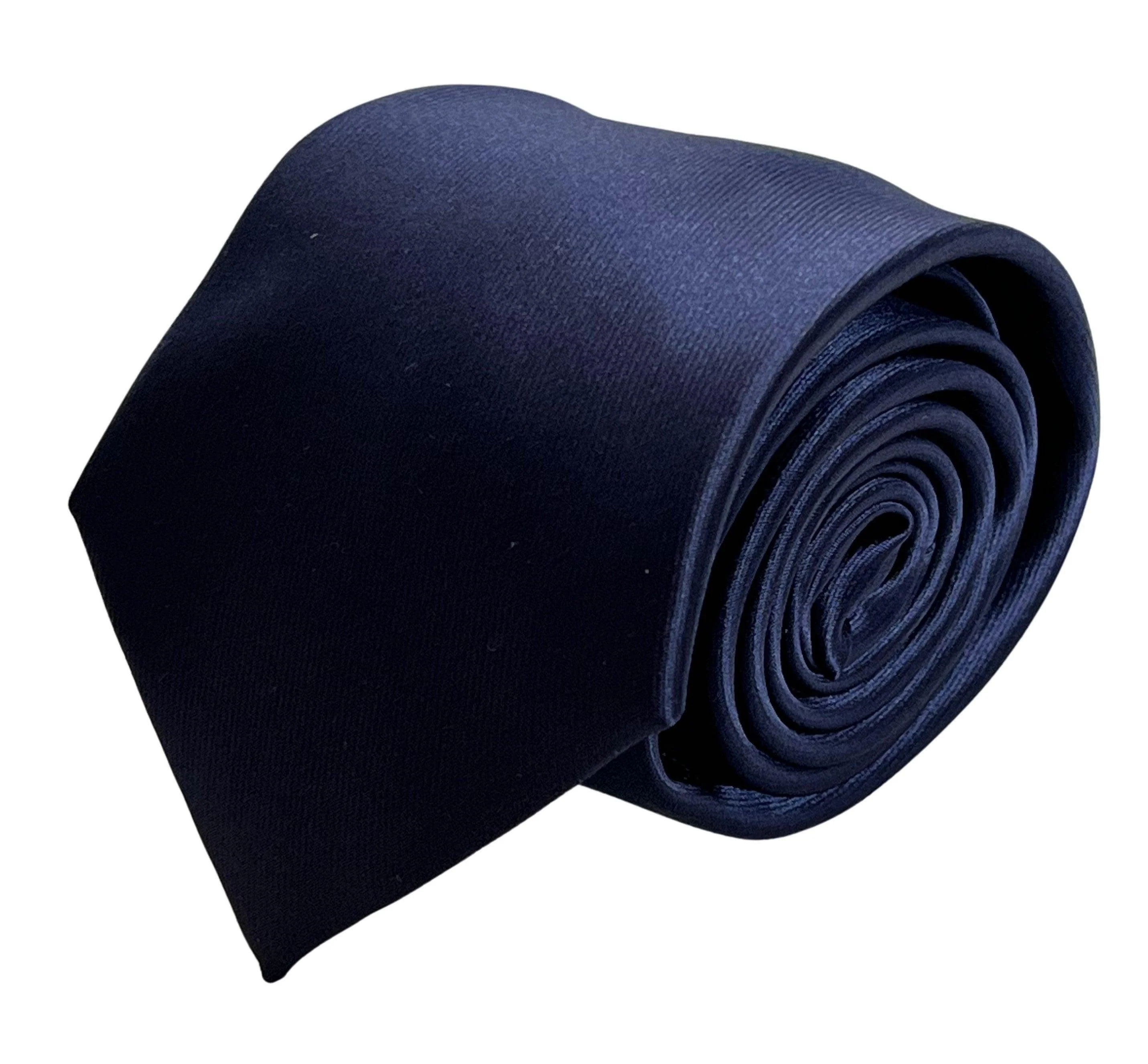 Plain dark navy blue silky classic tie - Image 2