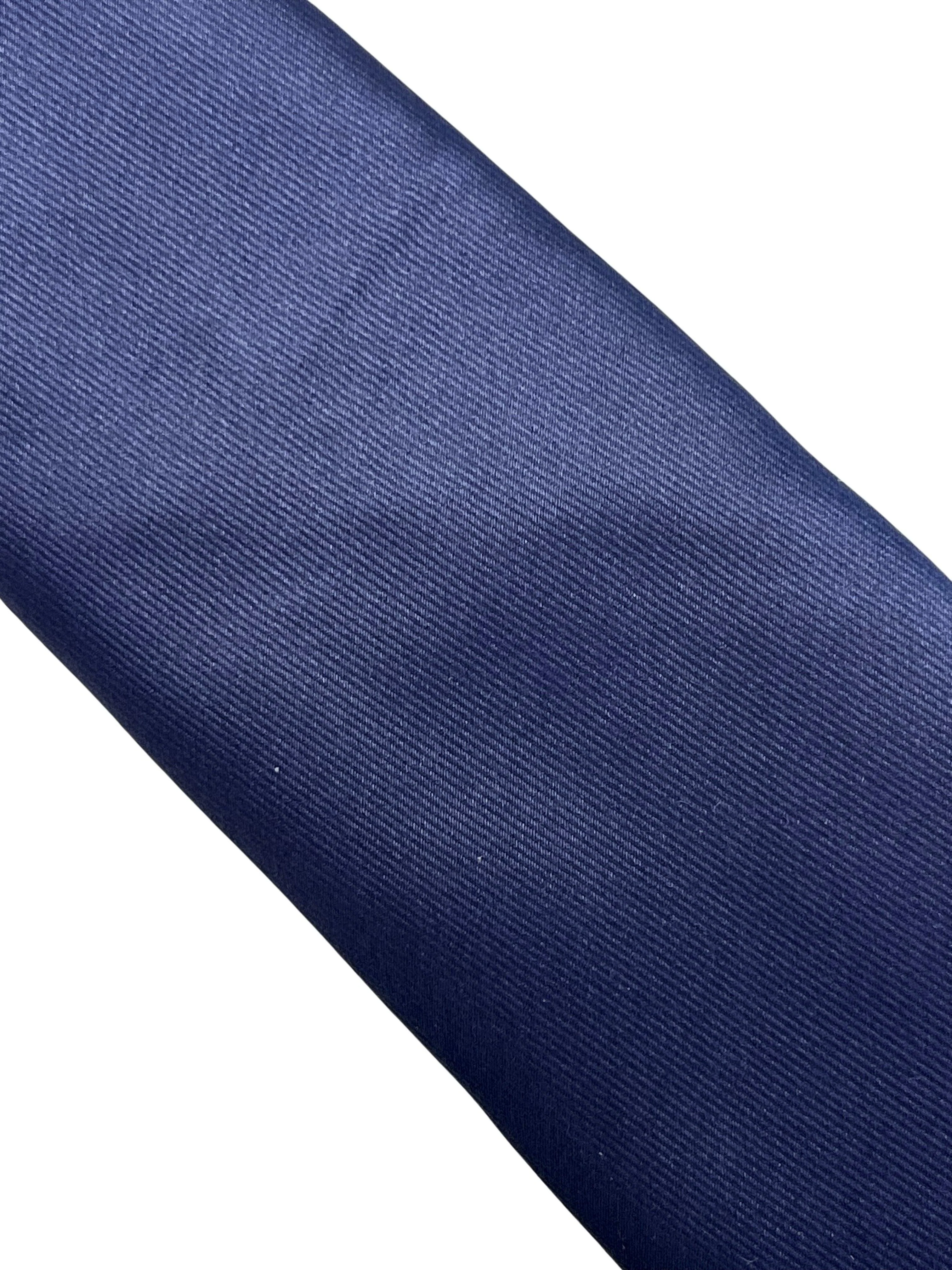 Plain dark navy blue silky classic tie - Image 3