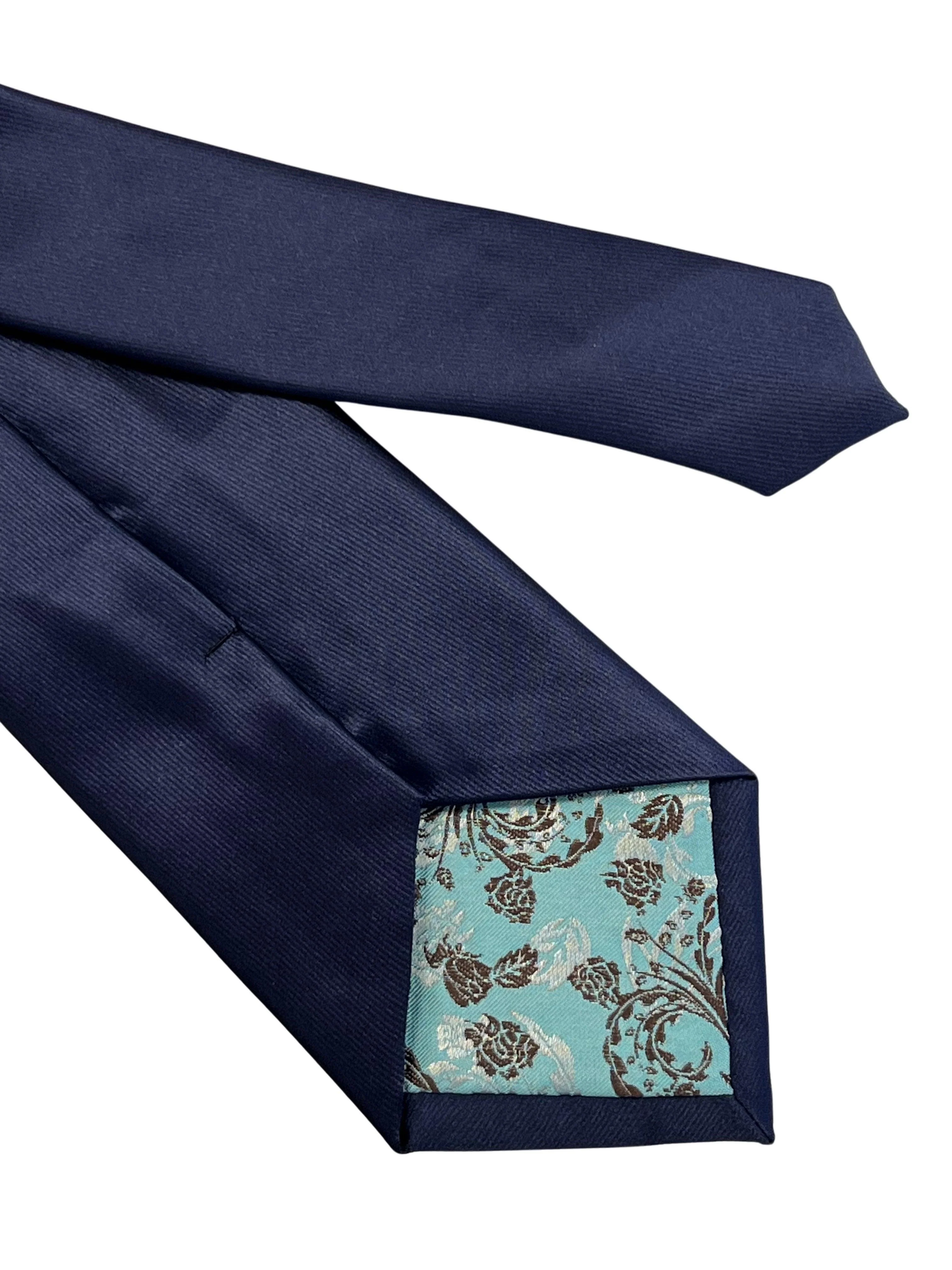 Plain dark navy blue silky classic tie - Image 5