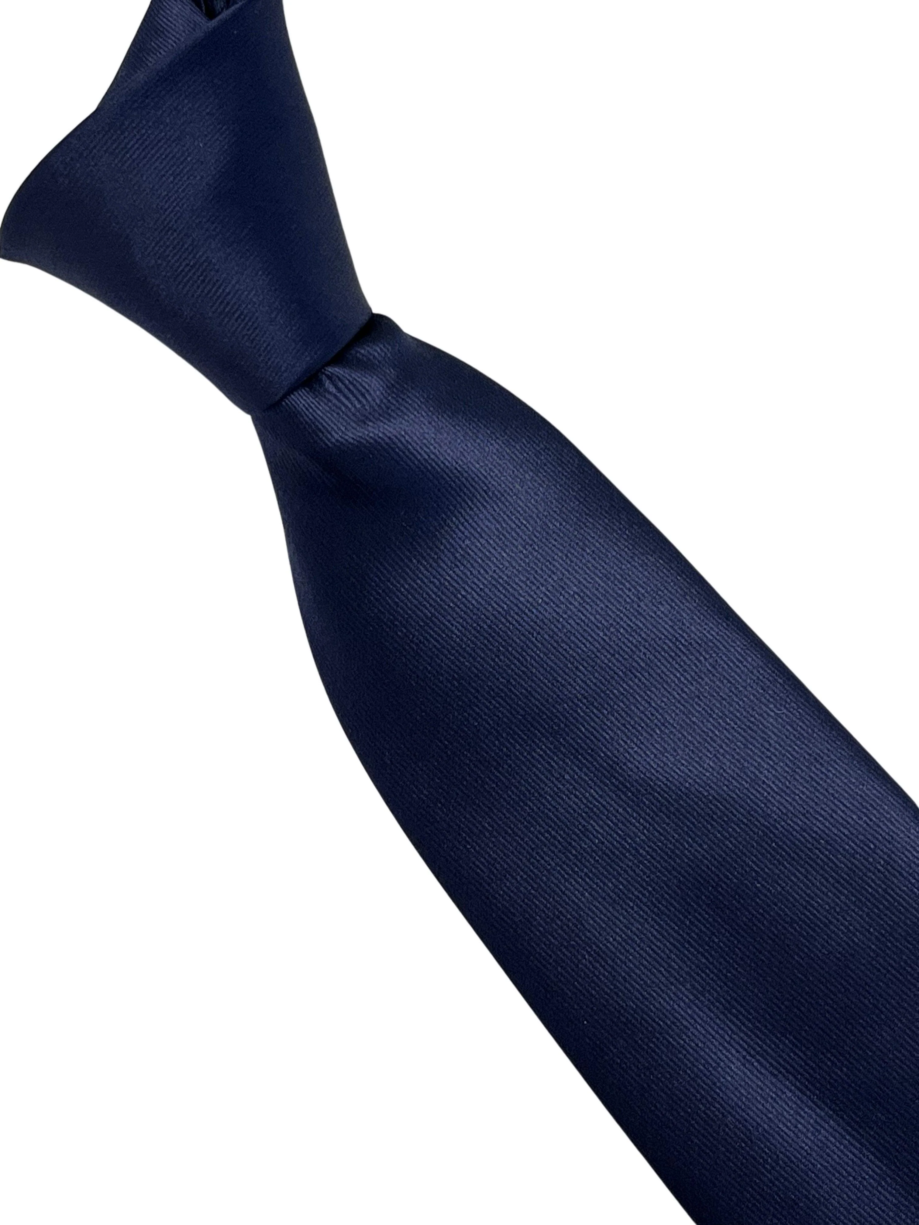 Plain dark navy blue silky classic tie - Image 6