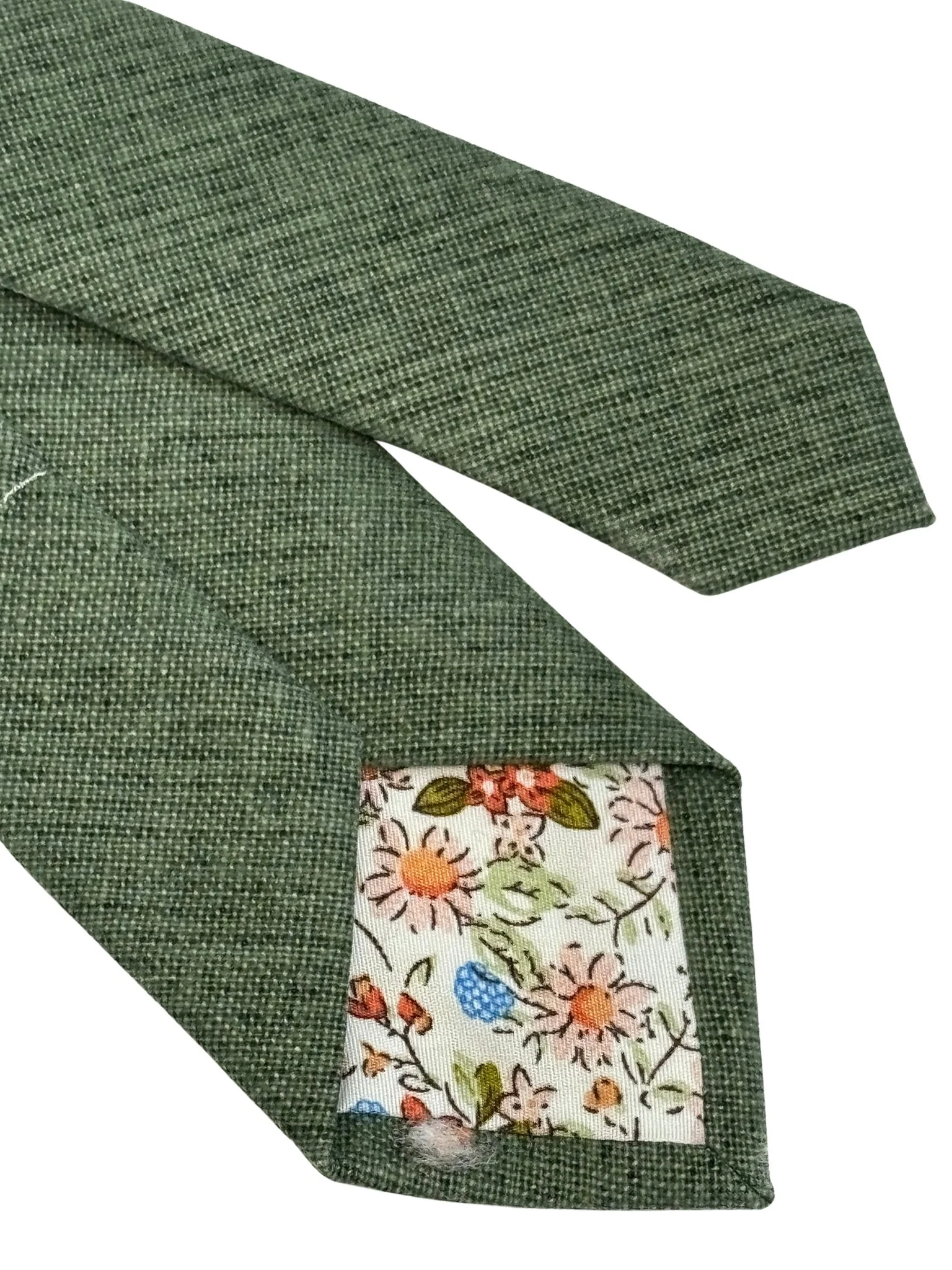 plain forest green linen tie - Image 4
