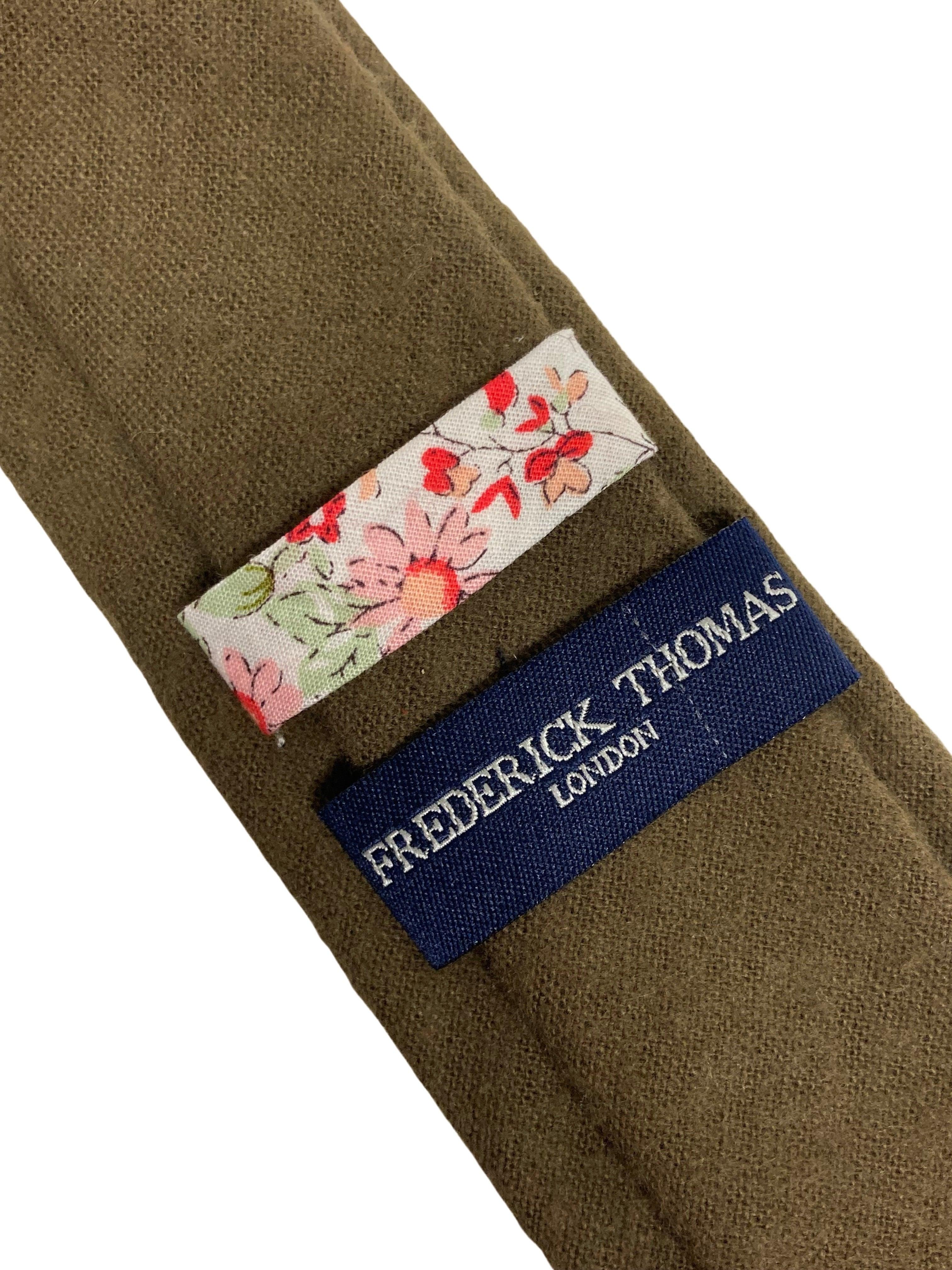 plain khaki army dark green wool tie - Image 3