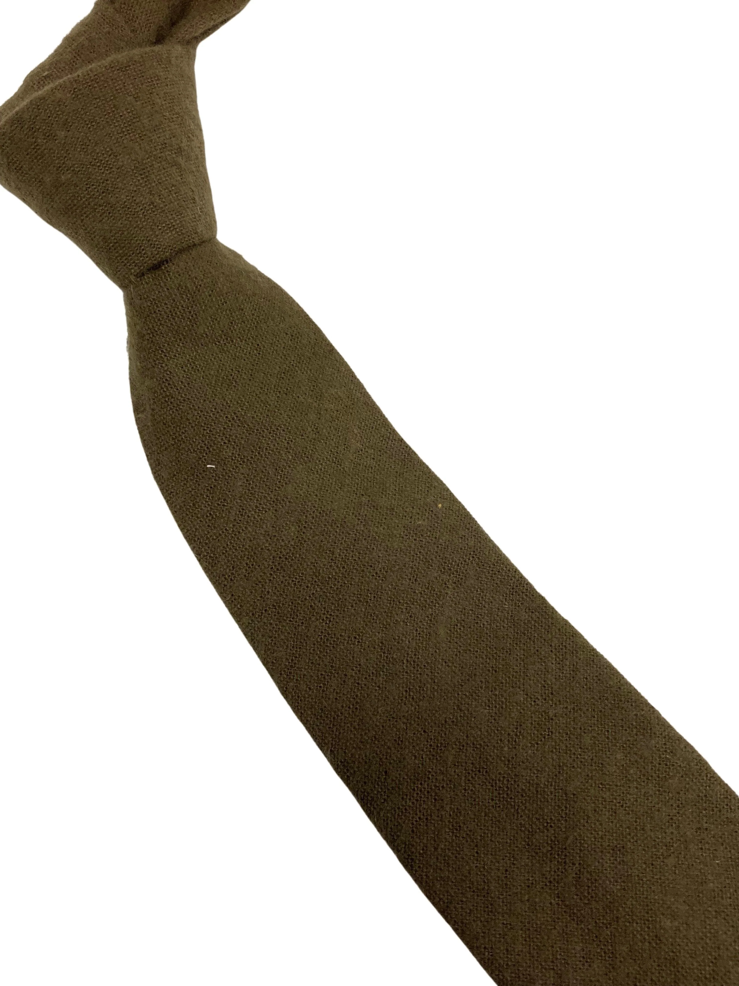 plain khaki army dark green wool tie - Image 4