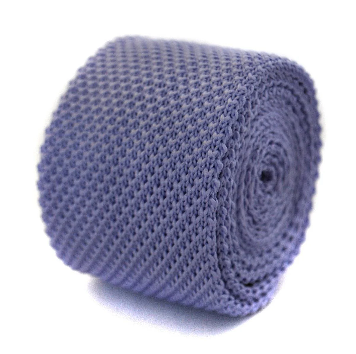 plain lavender purple skinny knitted tie with pointed end