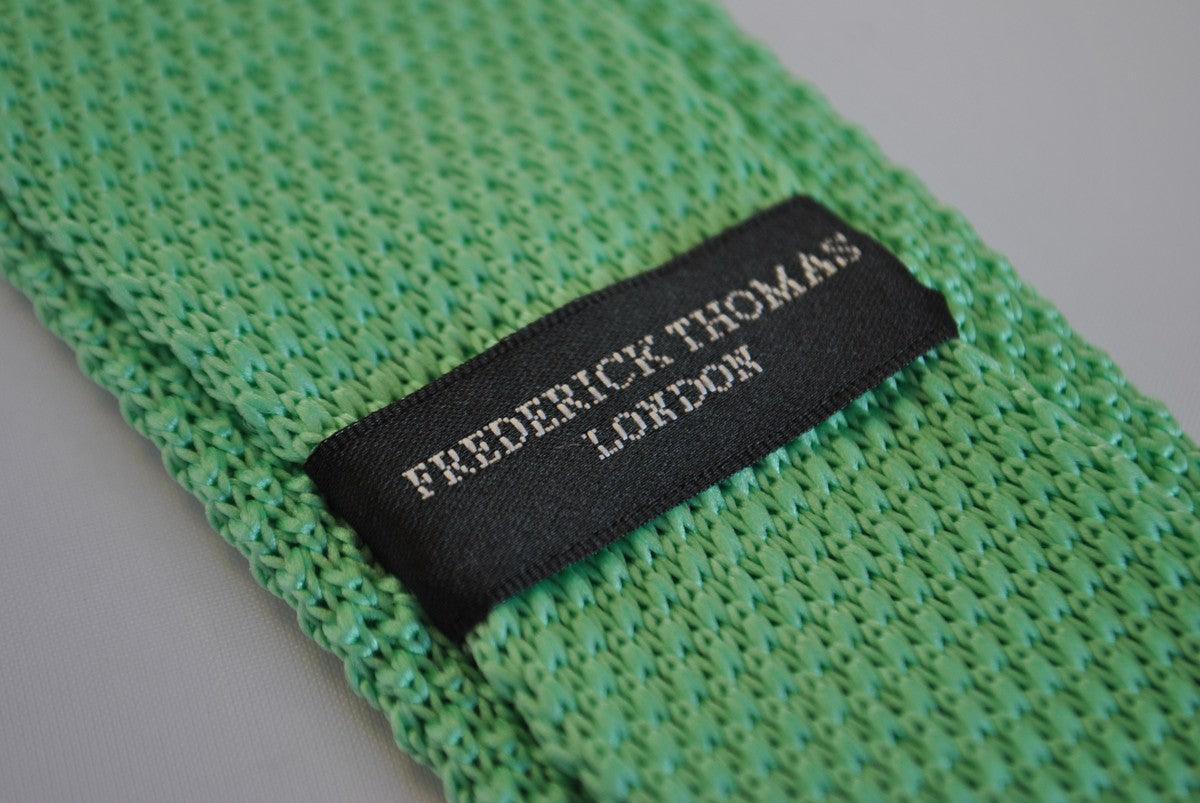 plain mint green skinny knitted tie - Image 3