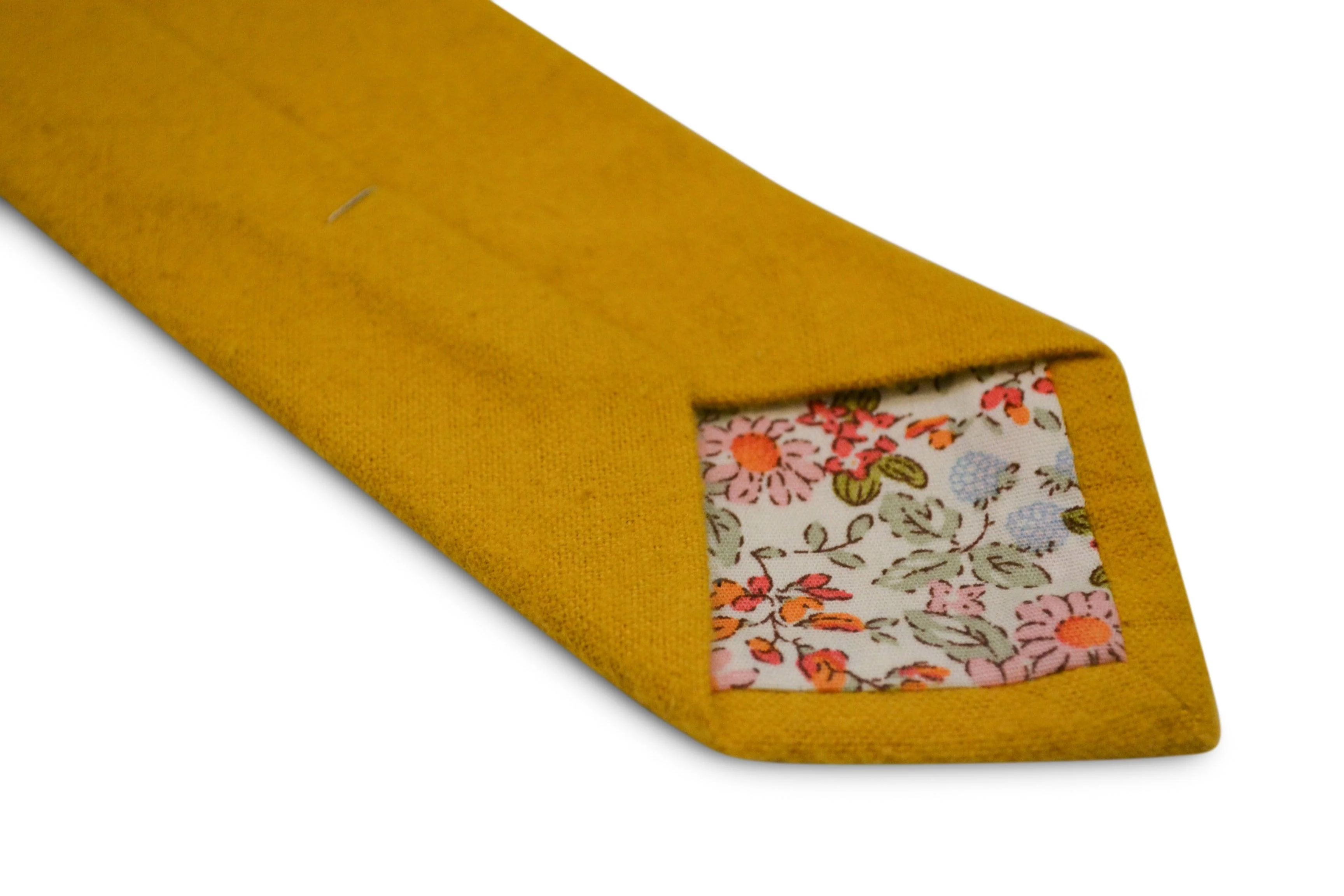 plain mustard yellow gold slim wool tie - Image 2