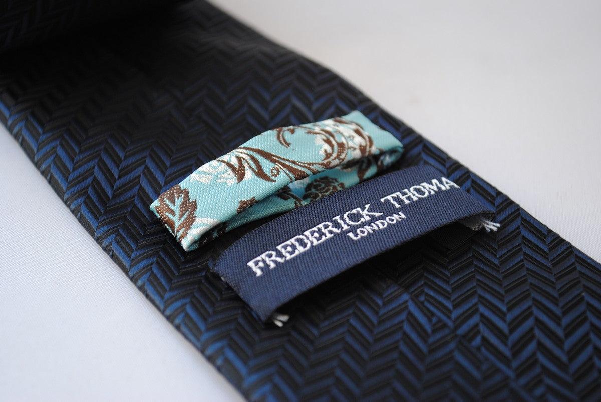 plain navy blue herringbone tie - Image 2