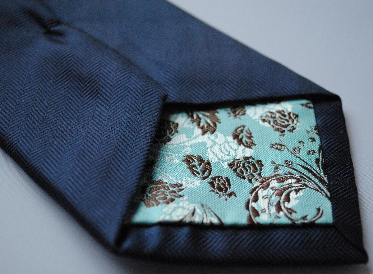 plain navy blue herringbone tie - Image 3