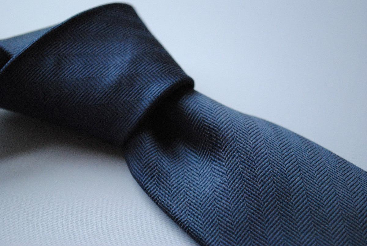 plain navy blue herringbone tie - Image 5