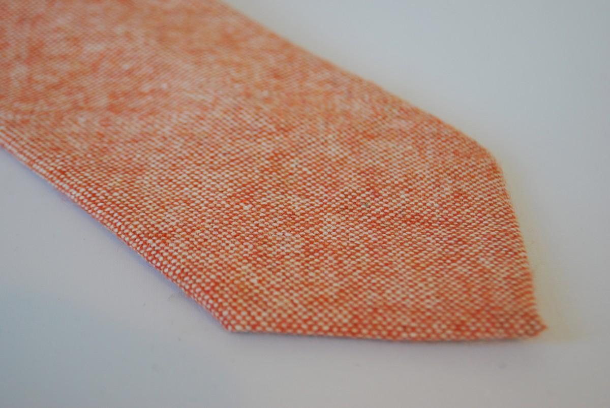 pale orange dark peach wool tweed tie - Image 3