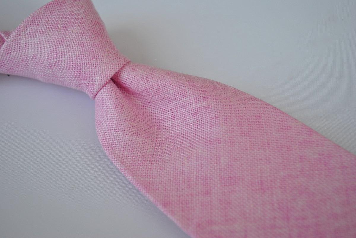 plain pale pink textured linen tie - Image 4